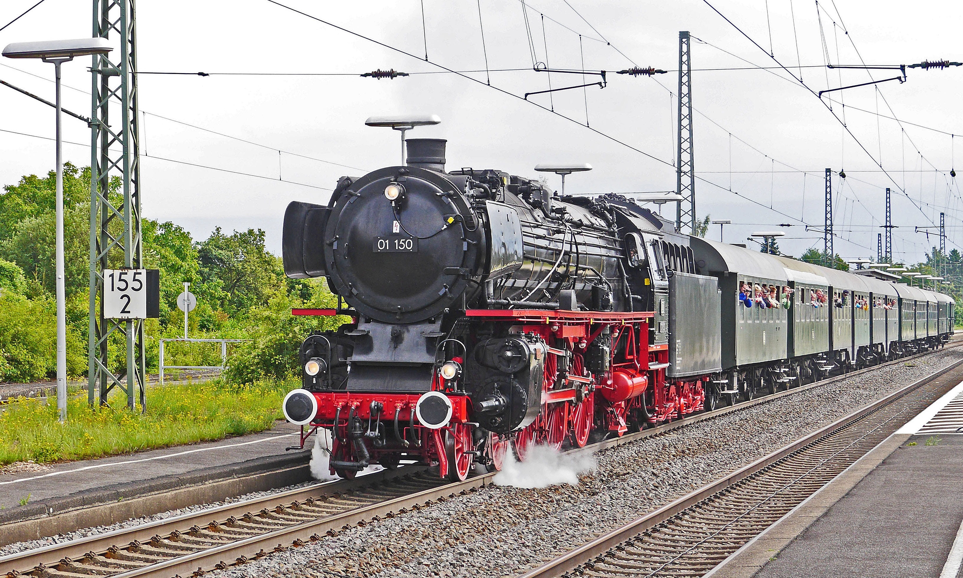 outdoors, station, Steam Locomotive, locomotive, nature, magistrale, oldtimer, cable, westfalen, train, bielefeld - hamm, train - vehicle, restored, historically, HD Wallpaper