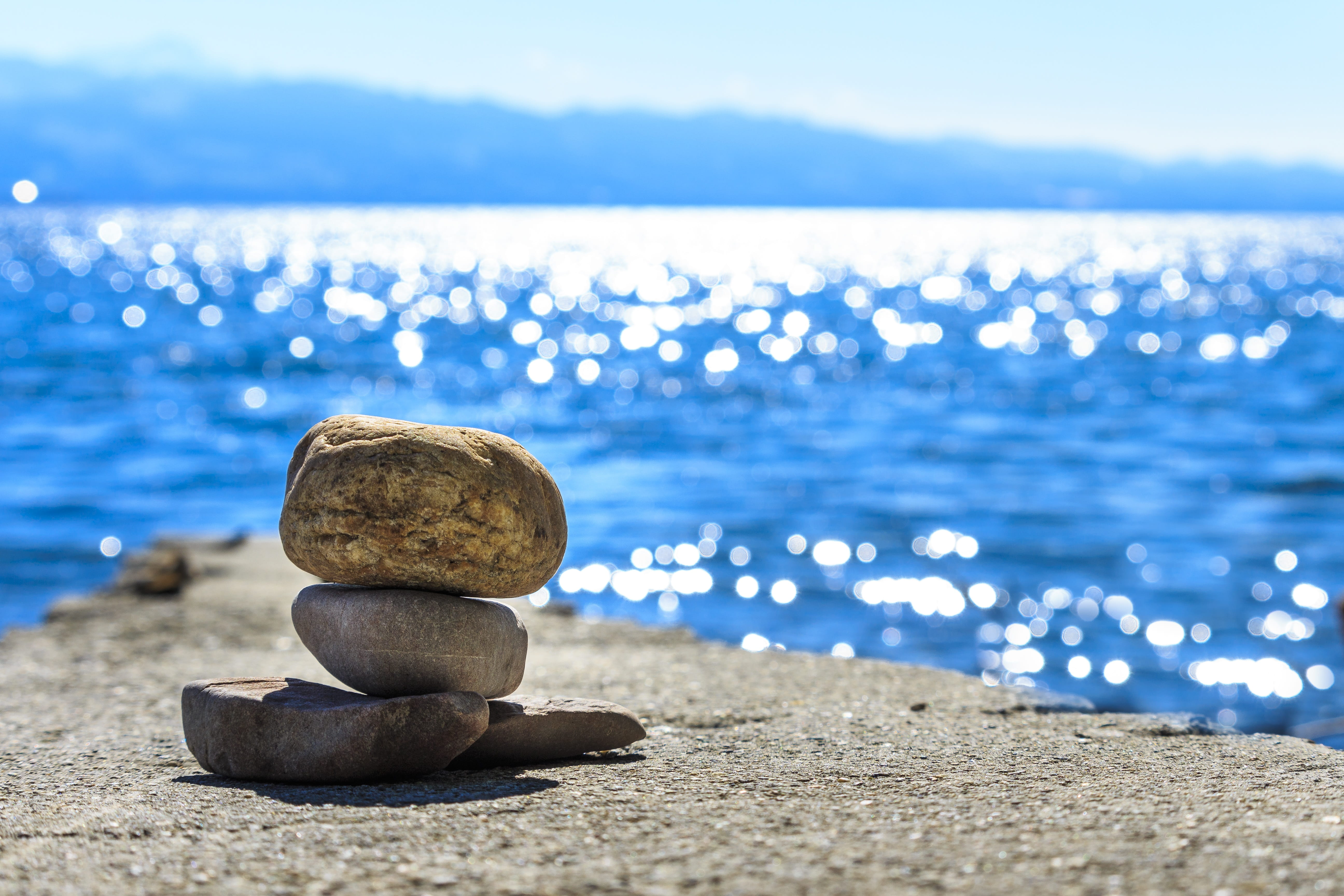 flow, beauty, tranquility, water, horizon over water, beach, background, cairn, landscape, 5K, stack, outdoors, land, solid, no people, stone - object, HD Wallpaper