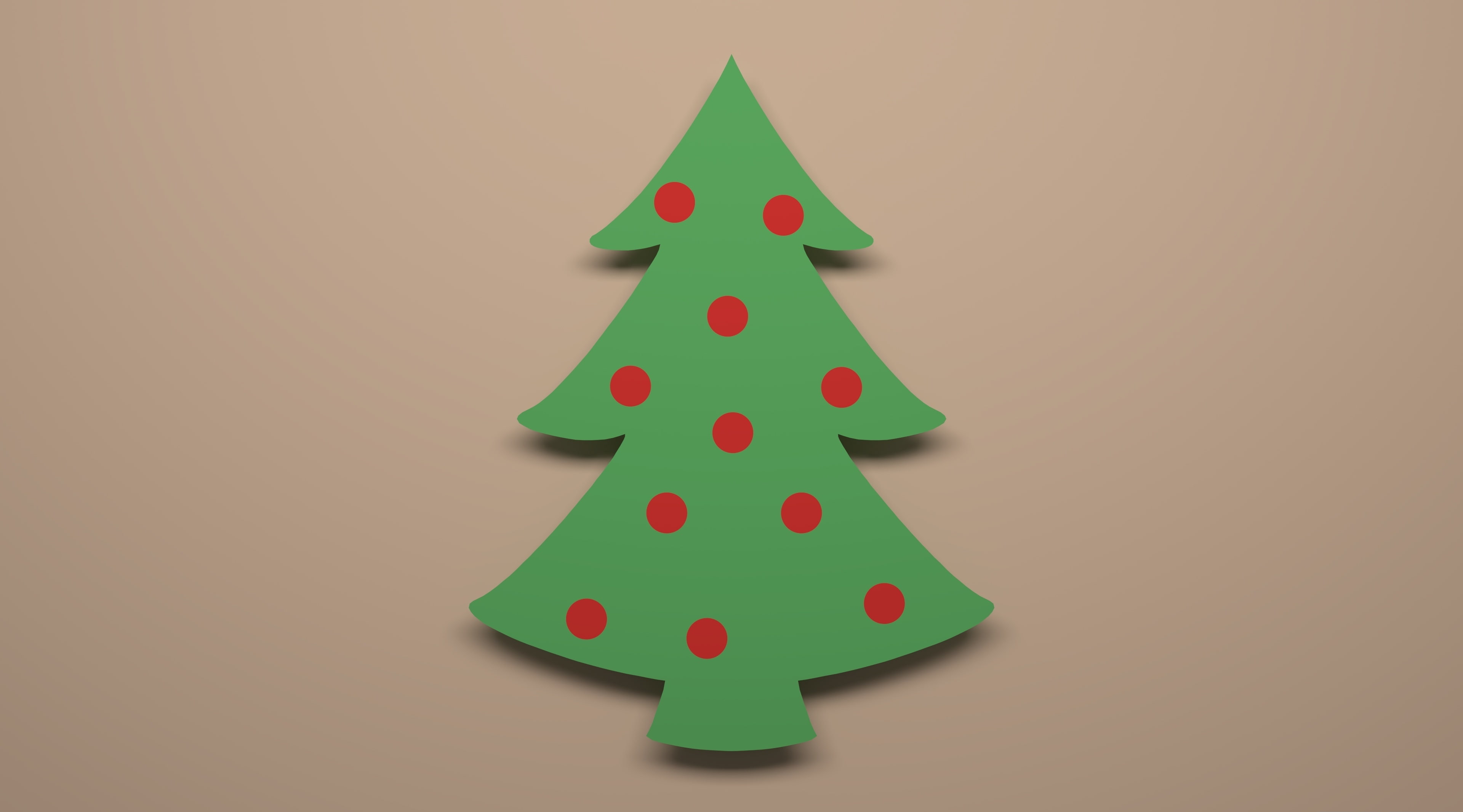 christmastree, red, 3d, tree, holiday, 4K, Christmas, simpel, edothekid, brown, green, christmas tree, Holidays, HD Wallpaper