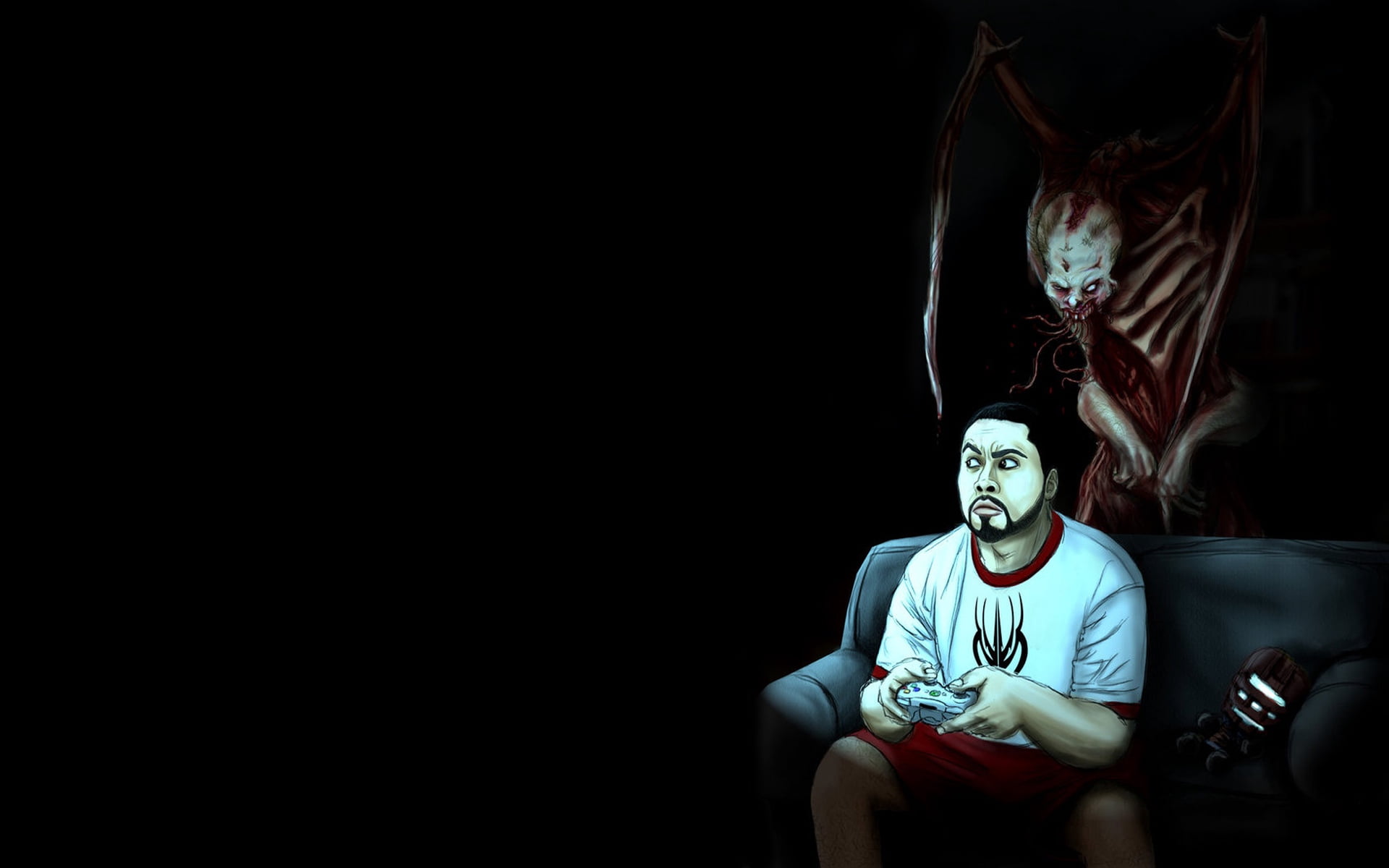 white, front view, neck, facial Expression, lifestyles, adult, three quarter length, dead space, illustration, crew, males, spooky, dark, indoors, young adult, HD Wallpaper