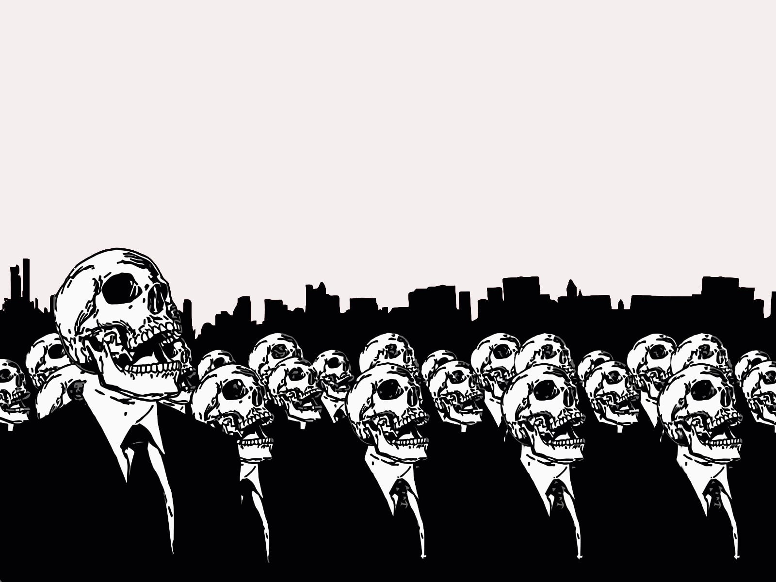 monochrome, 720P, alex, cherry, suit, skeletons, vectors, skulls, HD Wallpaper
