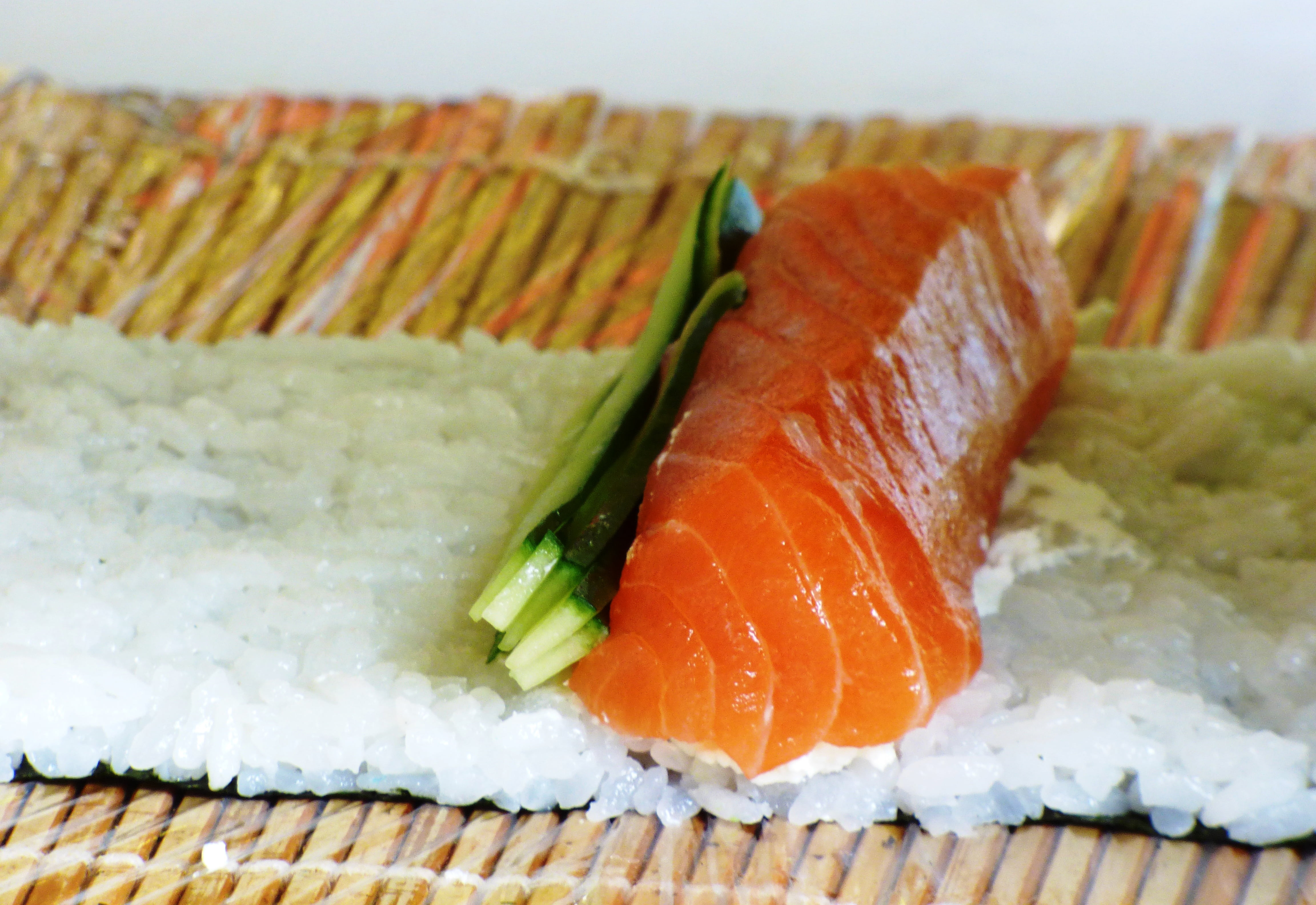 meal, sushi, japanese food, gourmet, bamboo mat, slice, food and drink, ready-to-eat, meat, food, rice, 4K, caviar, seafood, salmon, healthy eating, algae, HD Wallpaper