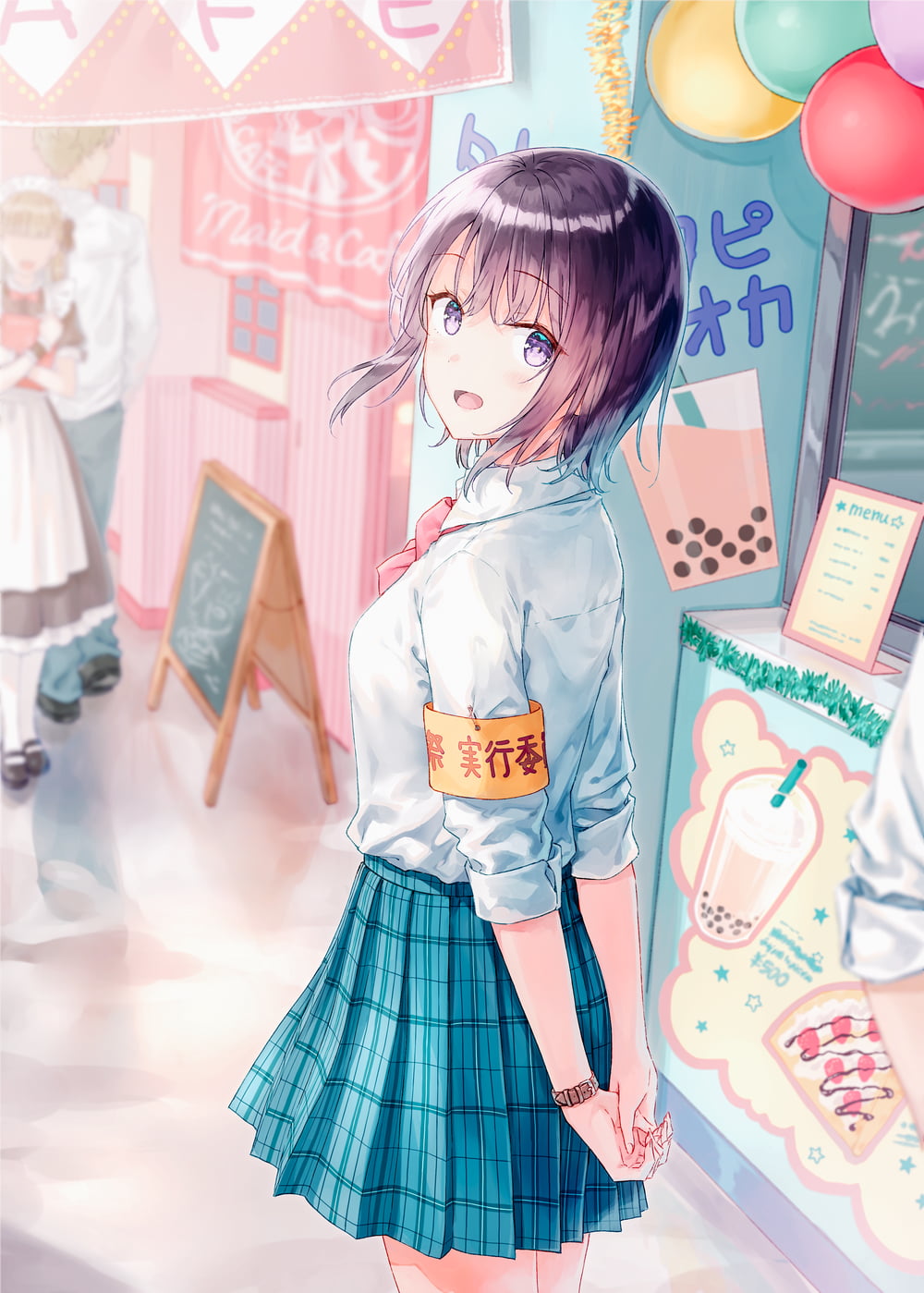 Hiten, 720P, anime girls, original characters, school uniform, anime, Phone HD Wallpaper