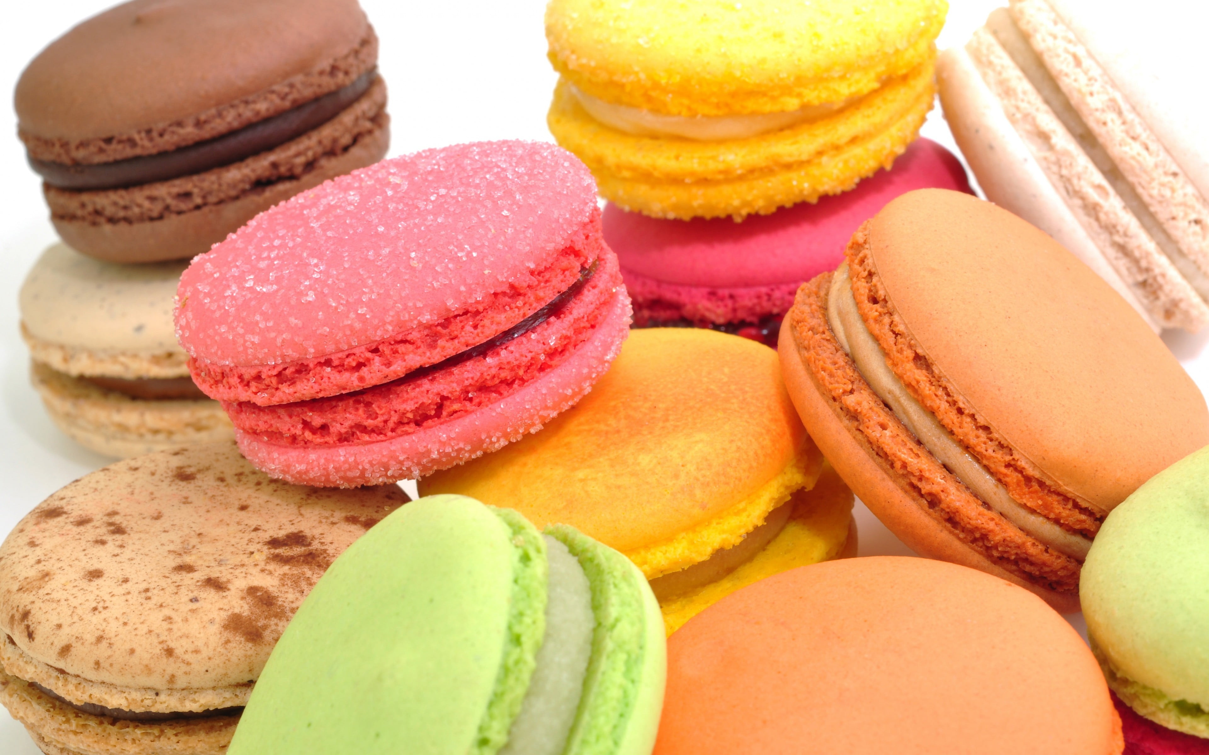 freshness, indoors, ready-to-eat, food and drink, multi colored, group of objects, close-up, assorted, macaroon, pink color, temptation, french food, indulgence, HD Wallpaper
