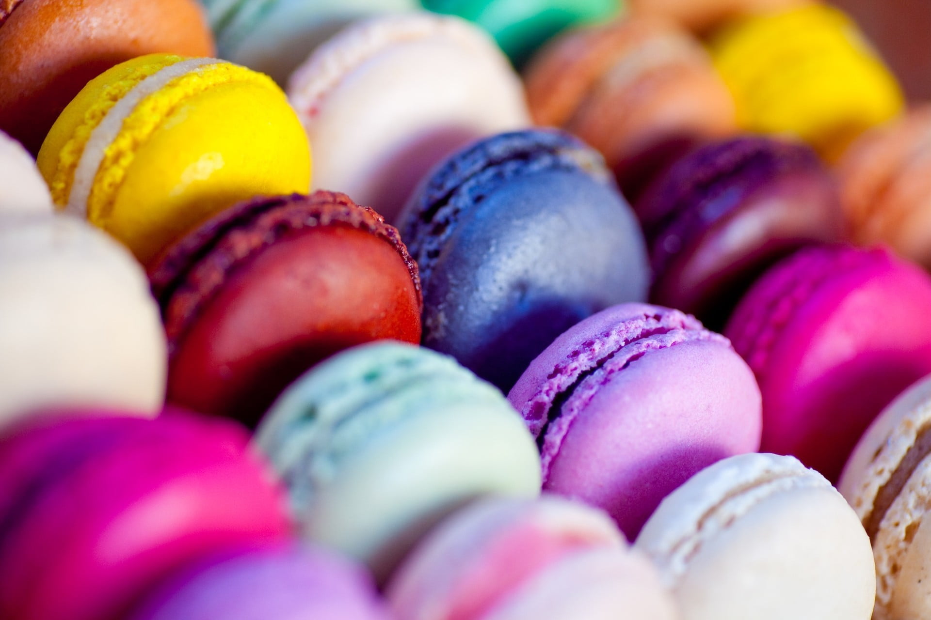1080P, abundance, assorted, temptation, food and drink, macaroons, indoors, sweet, in a row, macaroon, sweet food, colorful, cookies, color, egg, easter egg, HD Wallpaper