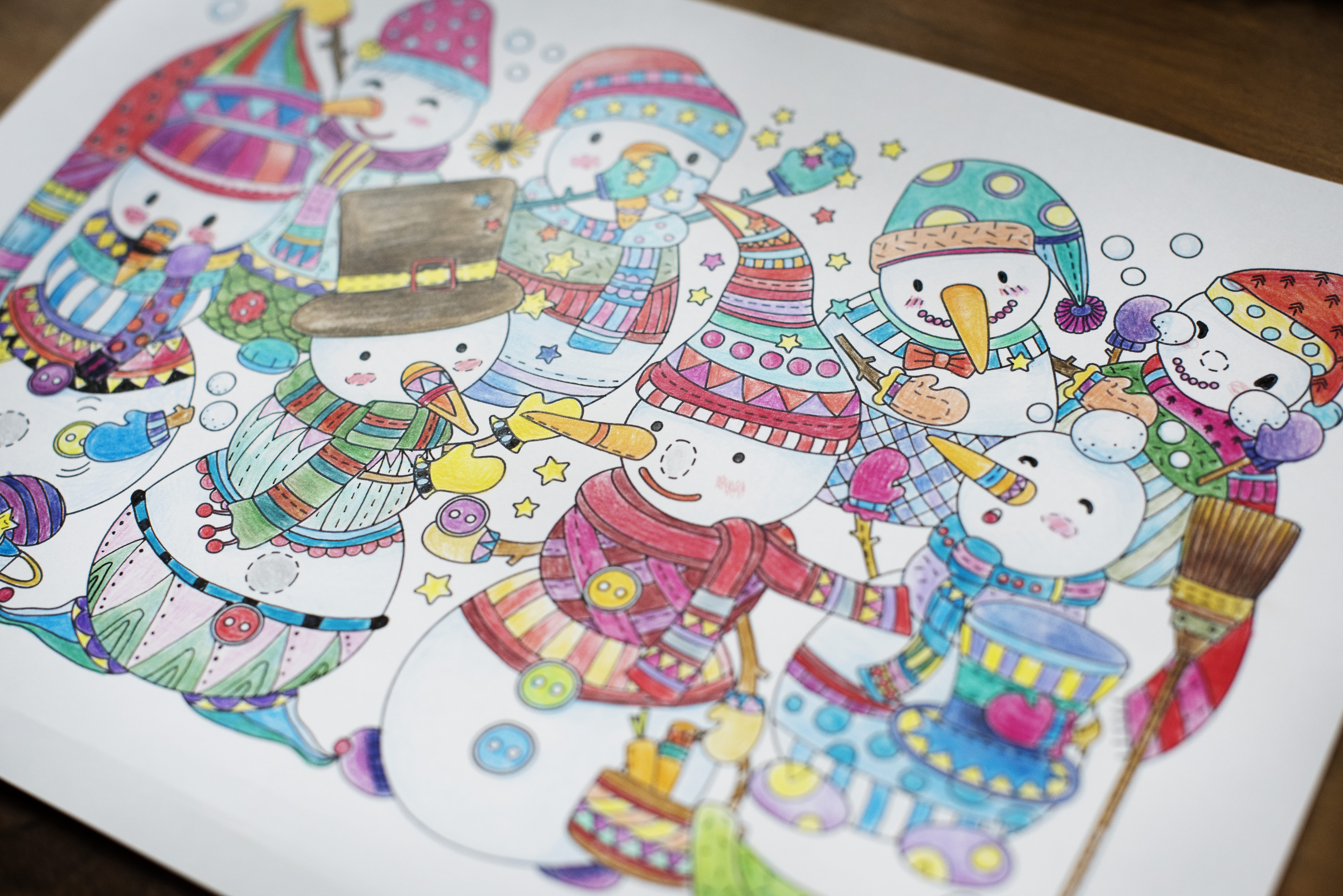wooden, pattern, snow man, season, large group of objects, 5K, colorful, representation, paper, close-up, coloring, celebration, artistic, painting, creativity, HD Wallpaper