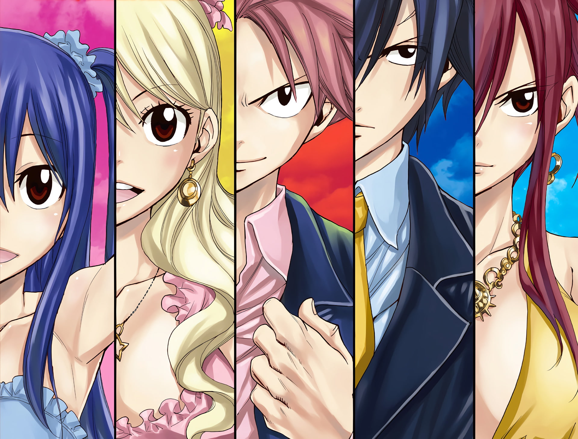 full frame, representation, textile, retail, art and craft, Erza Scarlet, human representation, no people, choice, clothing, retail display, Anime, Lucy Heartfilia, HD Wallpaper