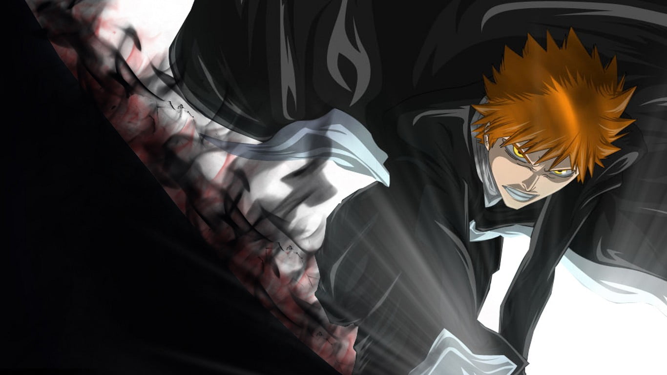 real people, leisure activity, black background, anime boys, portrait, Bleach, clothing, day, nature, anime, midsection, Kurosaki Ichigo, one person, redhead, HD Wallpaper