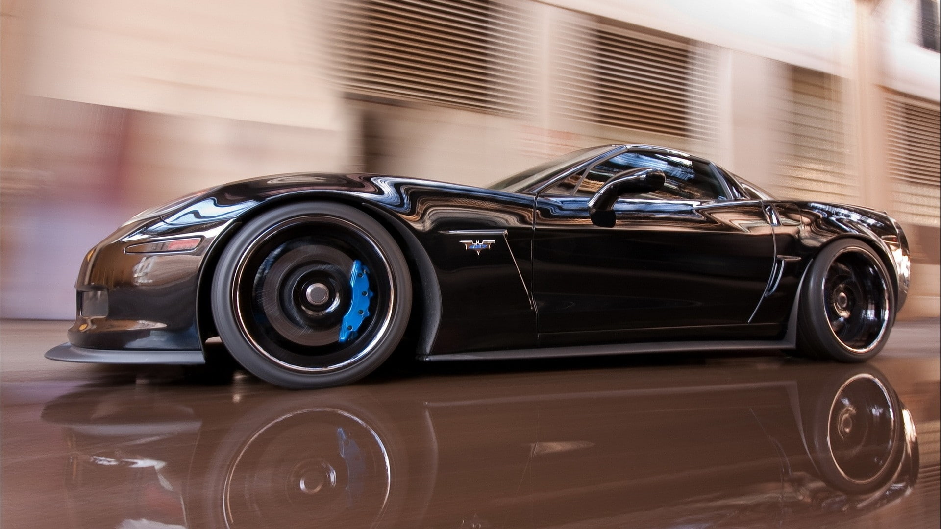 black, Batman, Chevrolet Corvette, 1080P, art, cars, Speed, chevrolet, hd, black cars, corvette, rims, HD Wallpaper