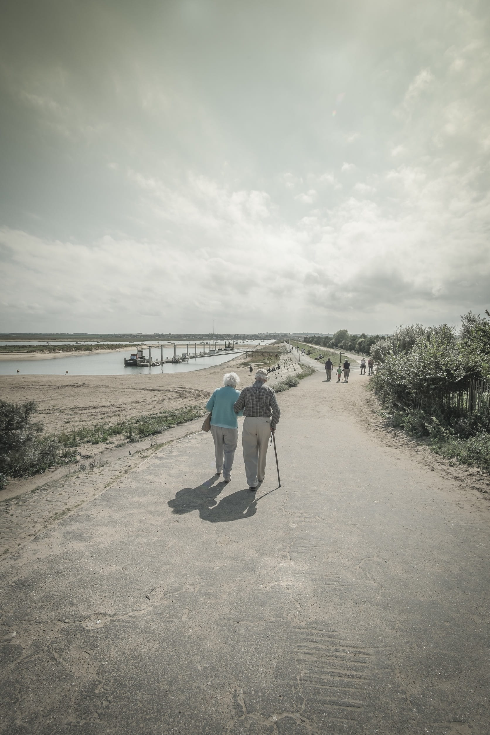 nature, love, land, selective, color, casual clothing, elderly, cane, full length, couple, sunny, road, photography themes, path, people, leisure activity, Phone HD Wallpaper