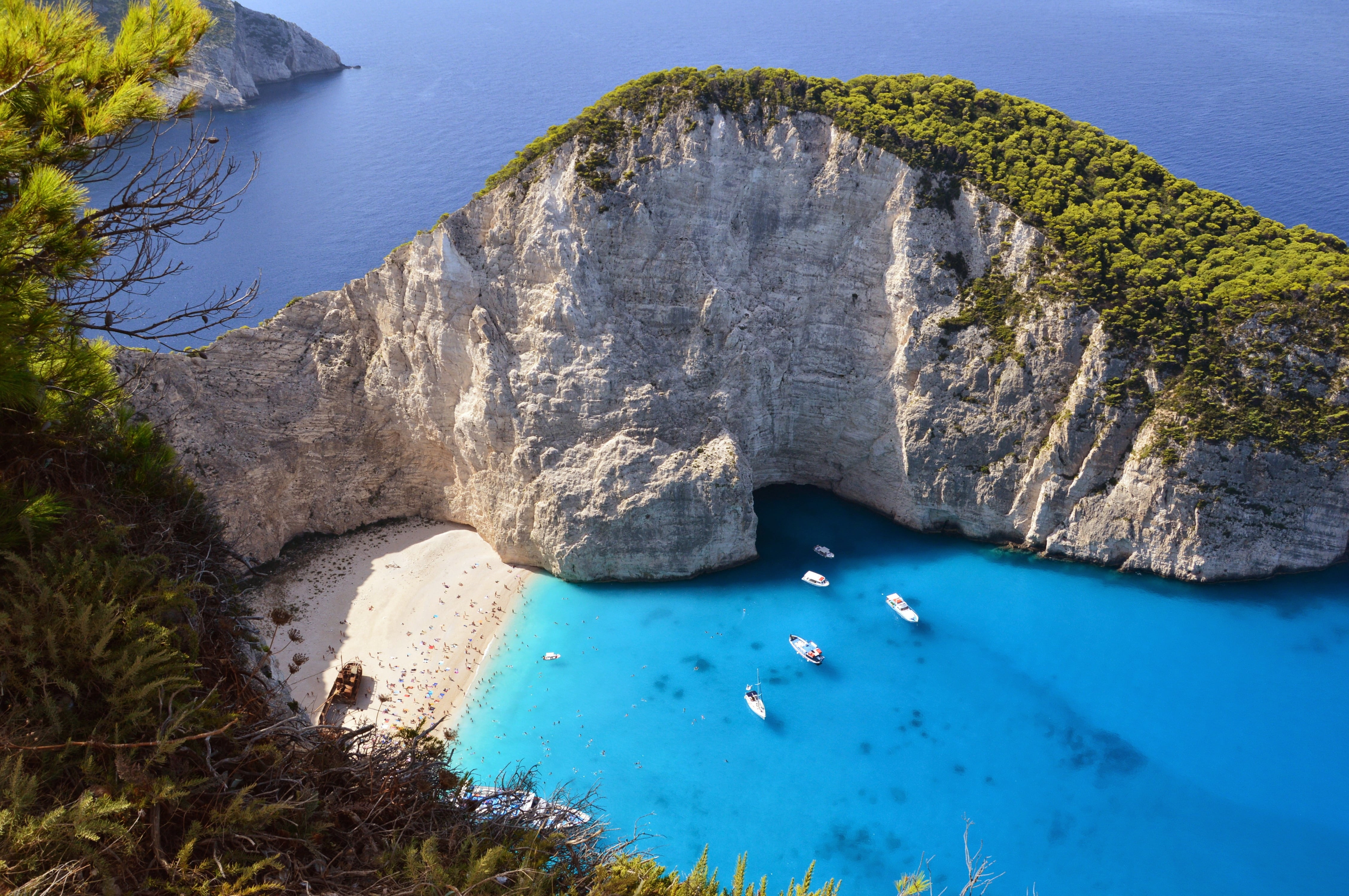 island, blue, no people, photography, daytime, tourism, view, travel, turquoise colored, zakynthos, nautical vessel, outdoors, day, scenics, nature, tranquility, HD Wallpaper