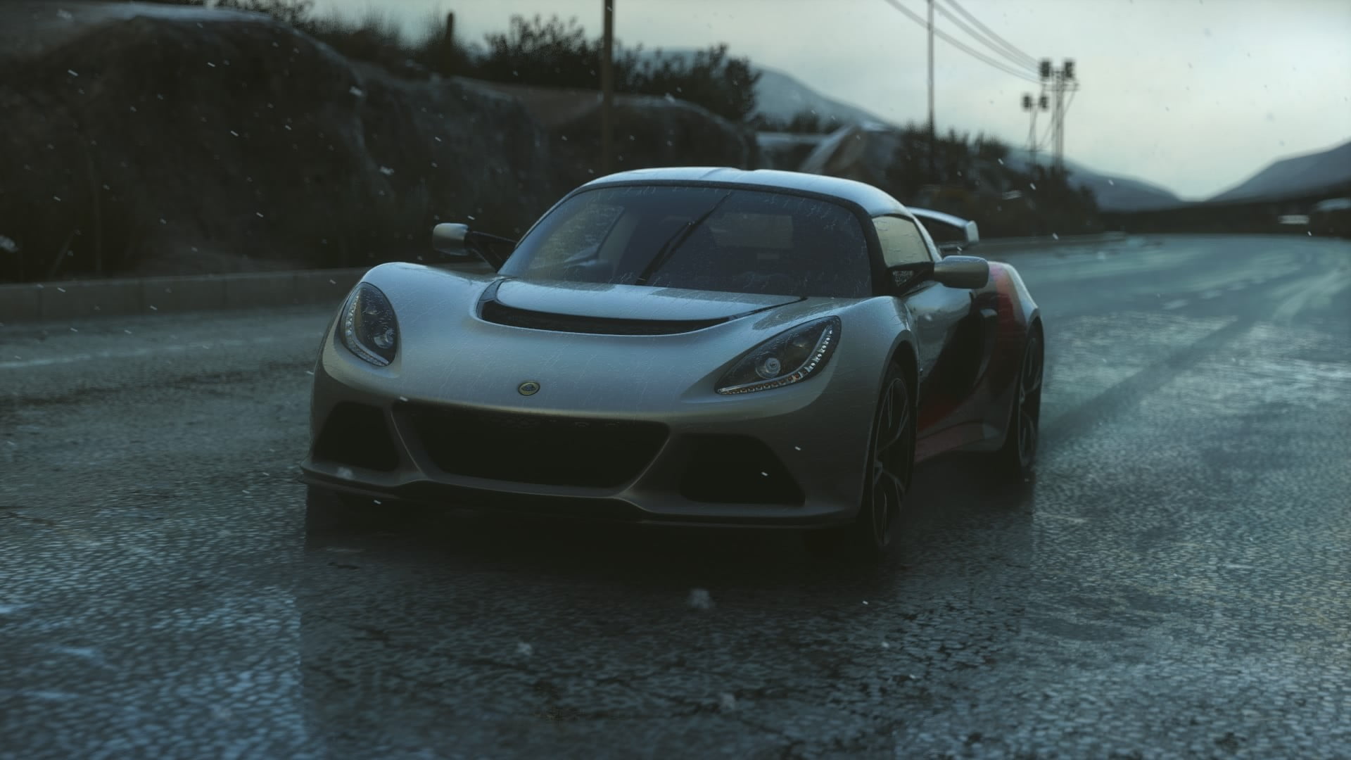 day, land vehicle, transportation, motion, tree, city, rain, nature, Lotus Exige, mode of transportation, gray, motor vehicle, surface level, snow, 1080P, HD Wallpaper