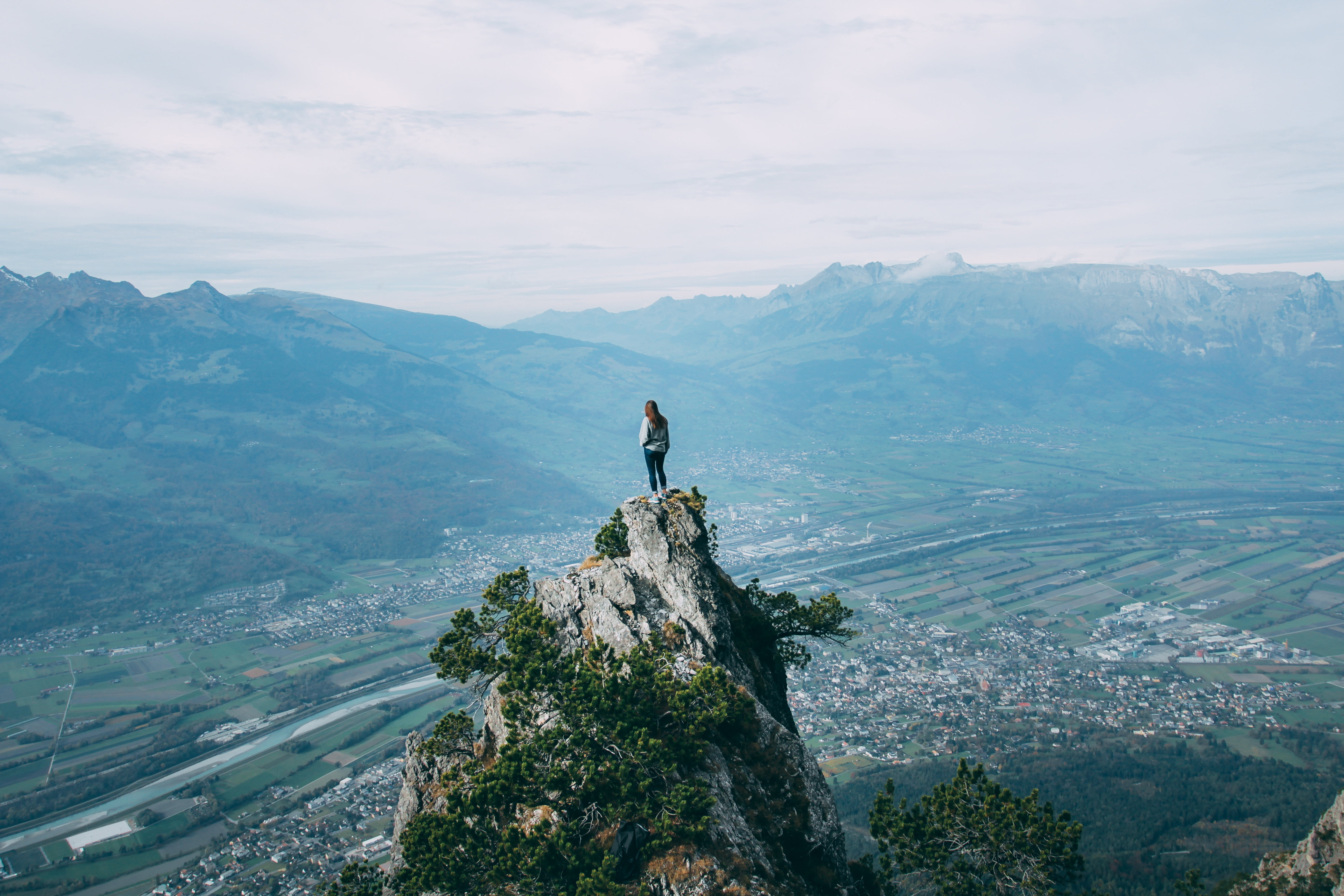 sky, women, on Top Of, idyllic, at the edge of, leisure activity, beauty In Nature, nature, mountain range, day, people, top, one Person, china - East Asia, HD Wallpaper