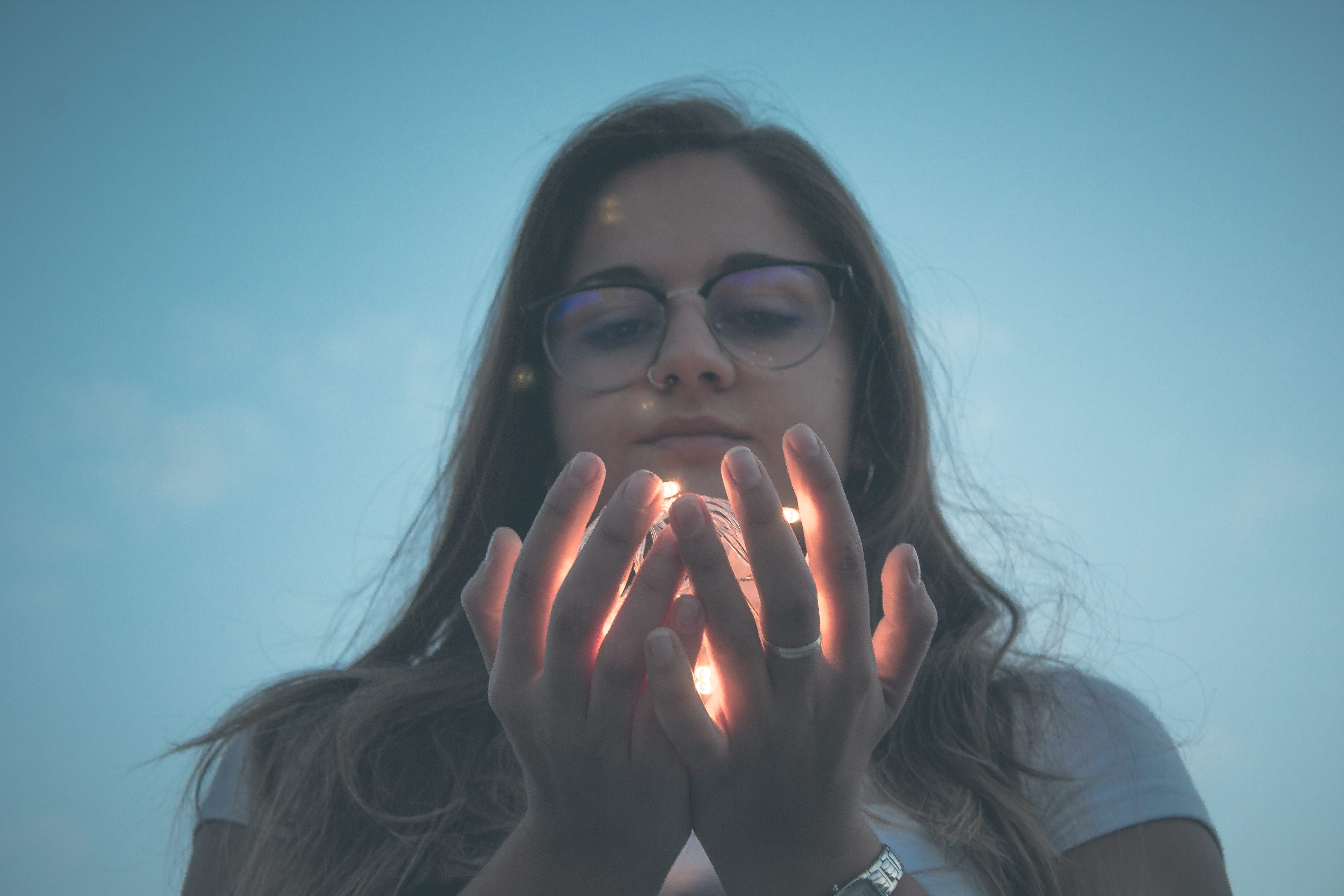 young adult, spain, sunlight, beautiful woman, sky, teenager, leisure activity, hair, human hand, hairstyle, 5K, girl, one person, hands covering mouth, HD Wallpaper