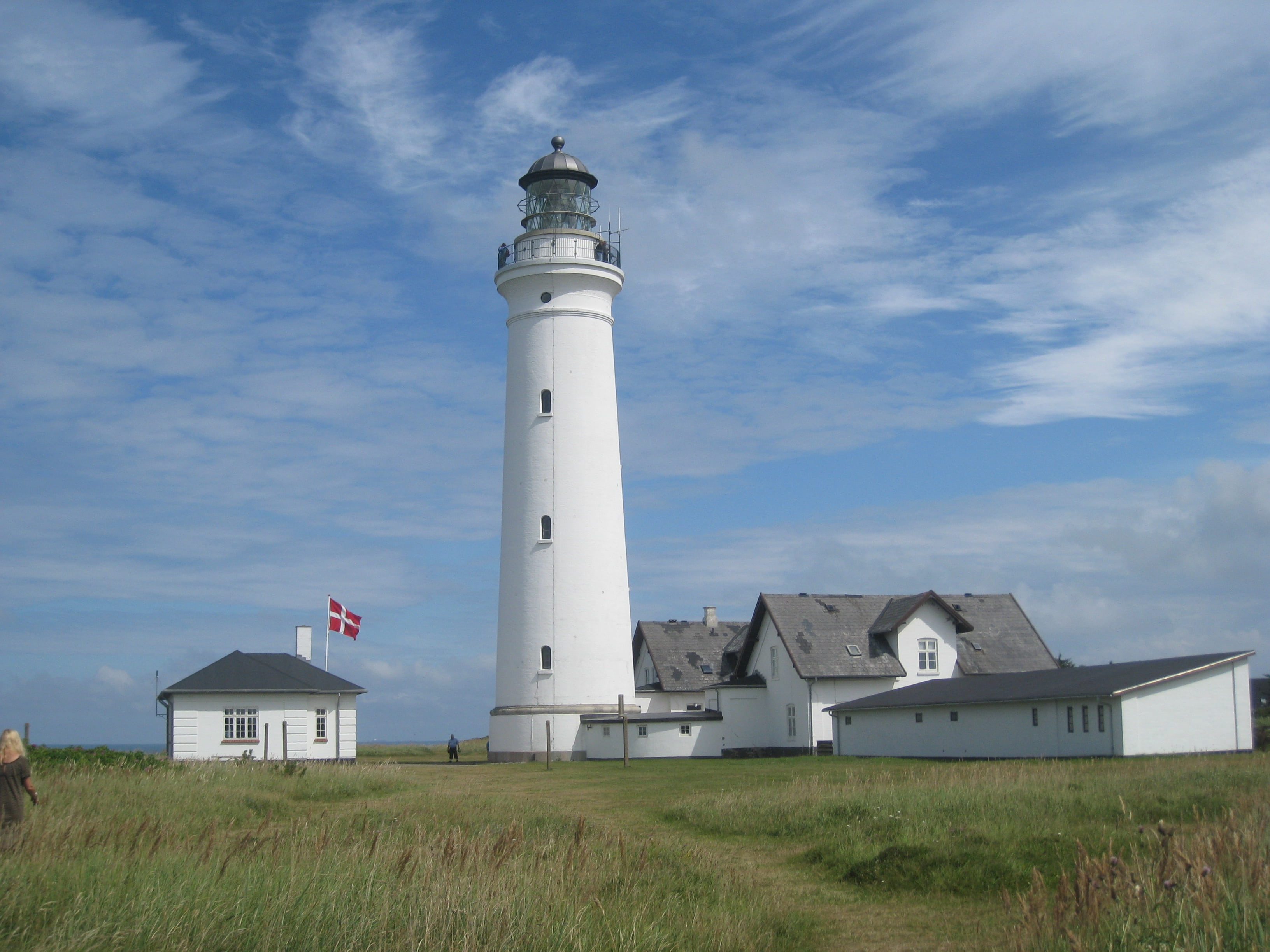 denmark, protection, outdoors, landmark, building, tower, day, architecture, lighthouse, land, places of interest, no people, grass, sky, 2K, danish, lighthouse in hirtshals, HD Wallpaper