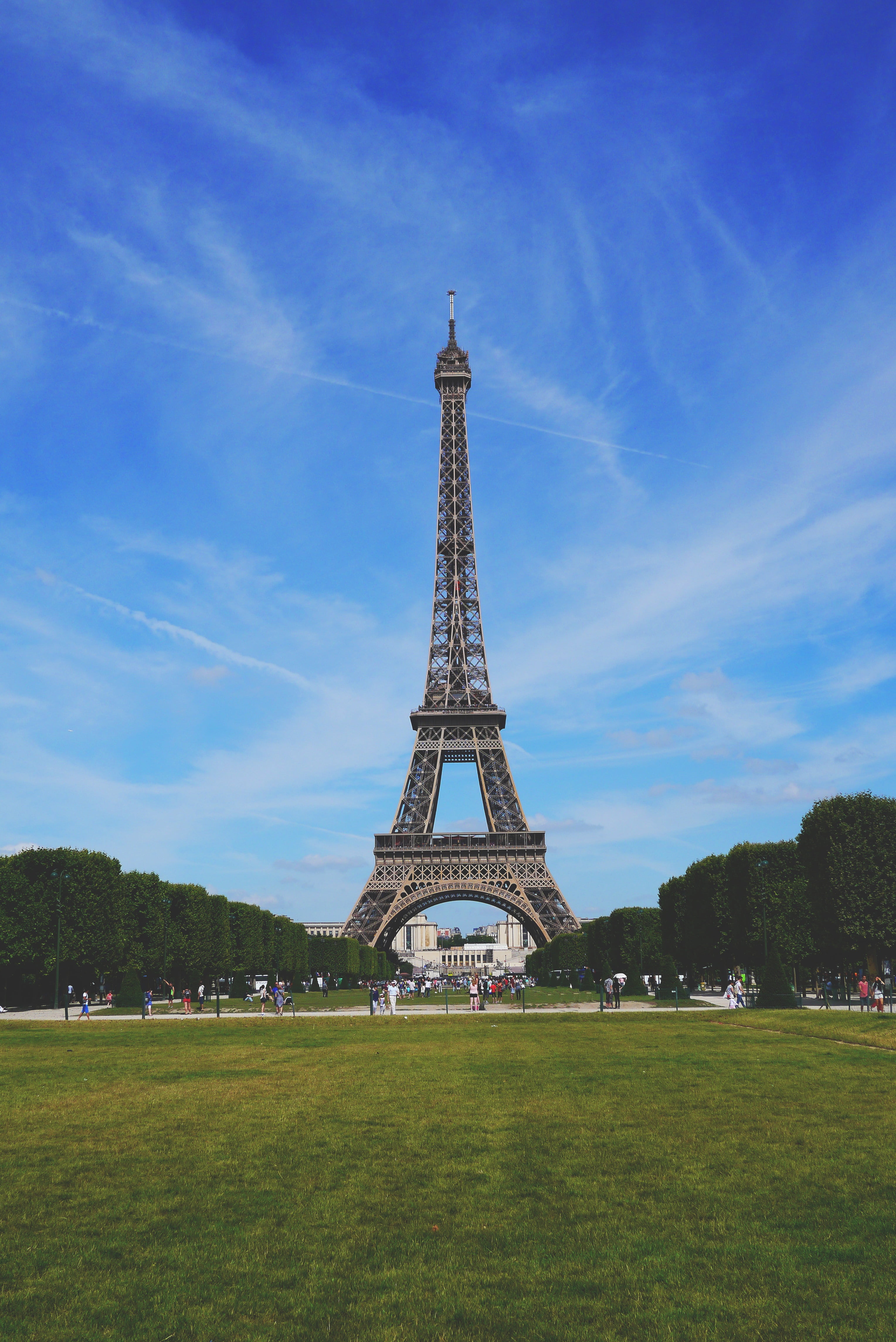 4K, incredible, architecture, city, paris, grass, france, sky, tree, building, famous Place, day, built structure, history, staggering, metal, imposing, Phone HD Wallpaper