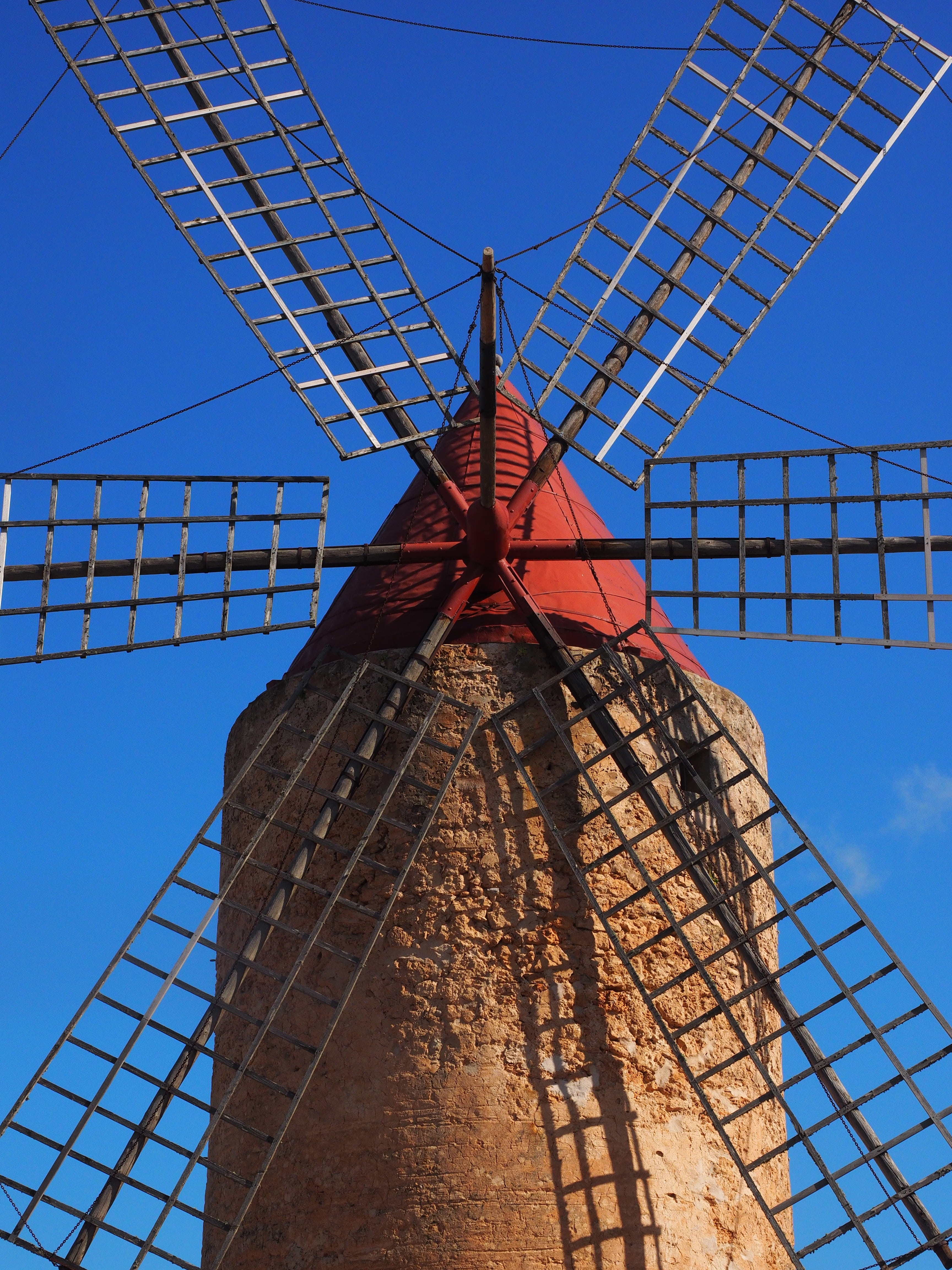 building exterior, flour mill, algaida, windmill, technical building, blue, no people, outdoors, architecture, mill technique, wind power, worth a visit, Phone HD Wallpaper