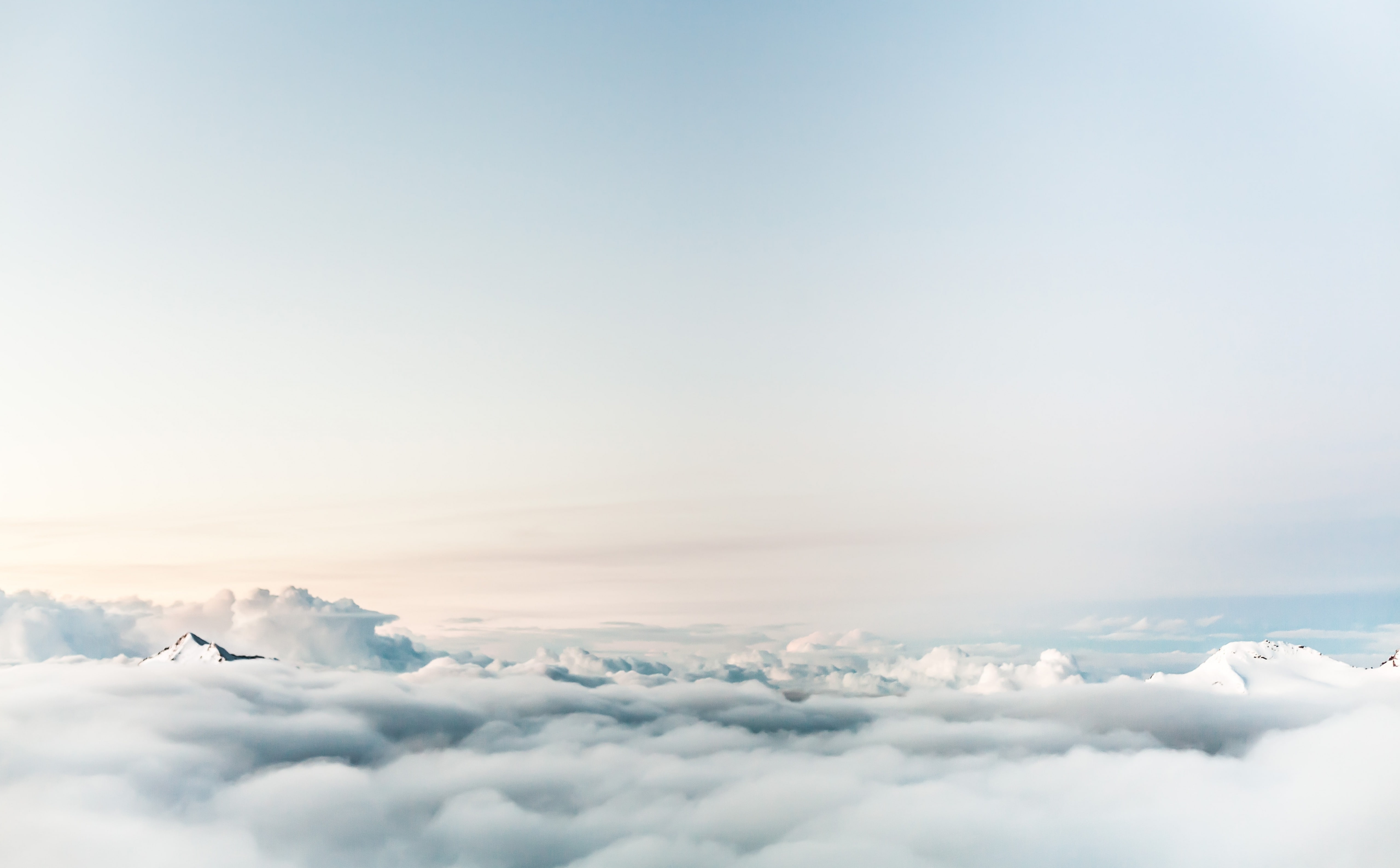 View, High, nature, day, airplane, tranquility, tranquil scene, blue, idyllic, scenics - nature, Cloudscape, Summit, outdoors, flying, Amazing, Peak, copy space, HD Wallpaper