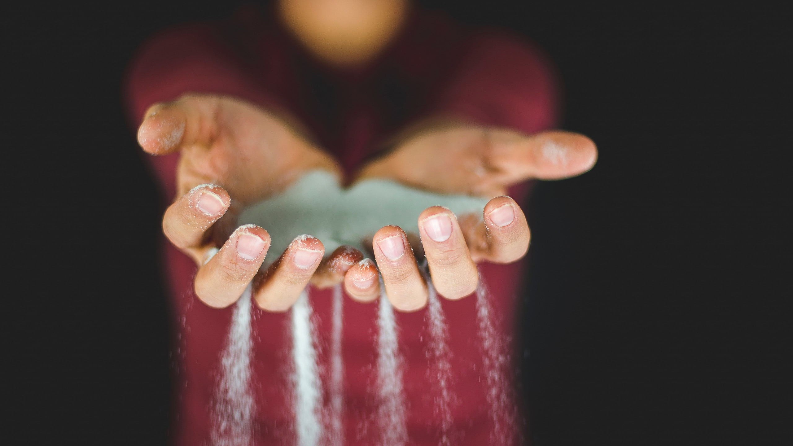 adult, fingernail, front view, studio shot, 2K, holding, human hand, hands, manicure, midsection, sand, finger, women, indoors, teenager, red, black background, HD Wallpaper