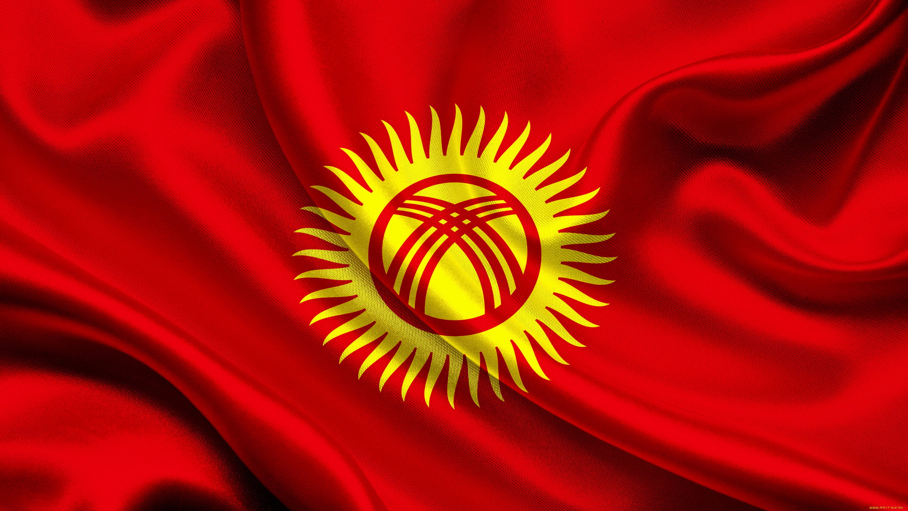 Kyrgyzstan, flag, red, fon, 2K, HD Wallpaper