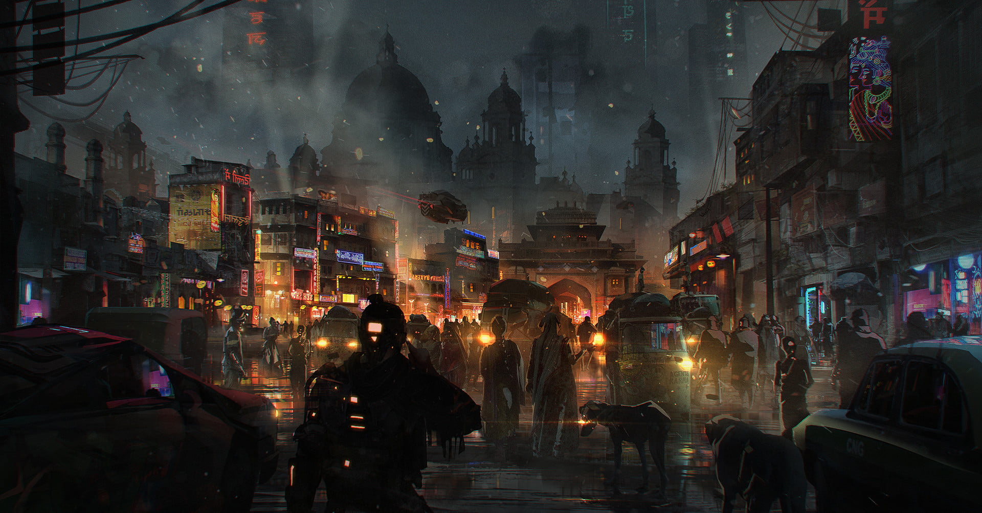 futuristic, India, cyberpunk, 1080P, Blak Miilk, HD Wallpaper