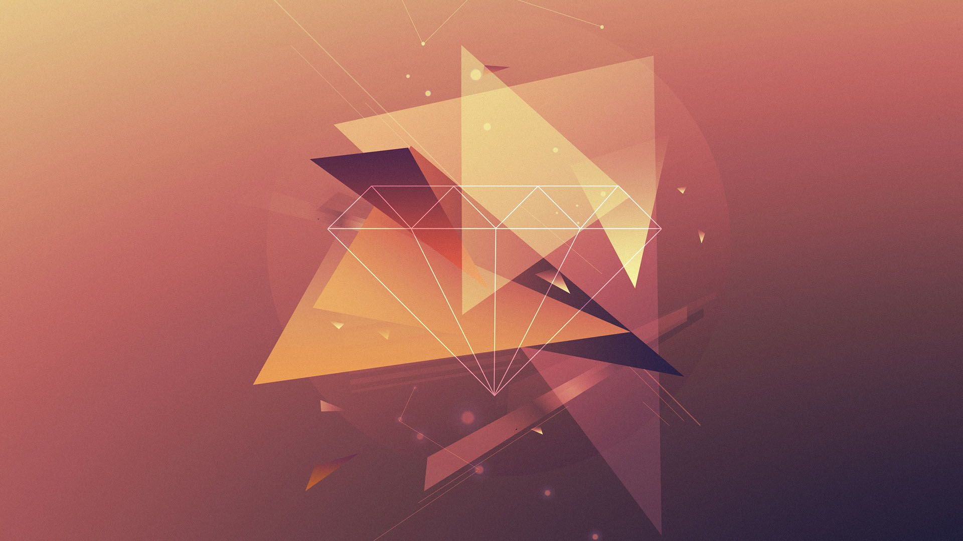 diamond, geometric, lines, vector, hd, tofix, yellow, 1080P, red, orange, shapes, HD Wallpaper