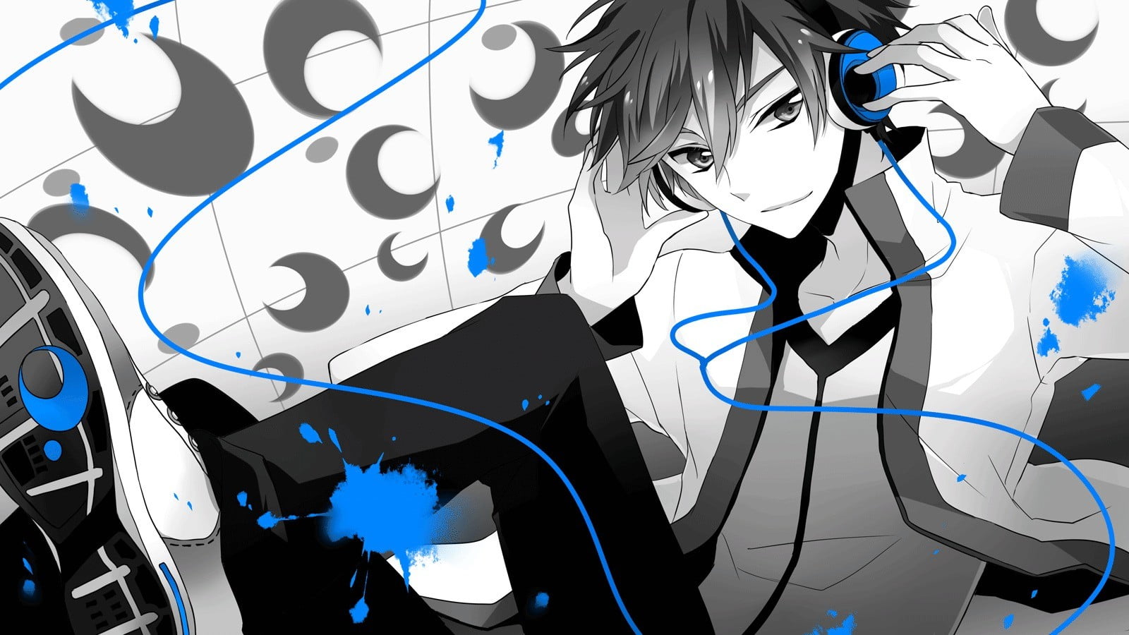 Vocaloid, animal representation, representation, creativity, design, reflection, polychrome, backgrounds, selective coloring, music, anime, headphones, HD Wallpaper