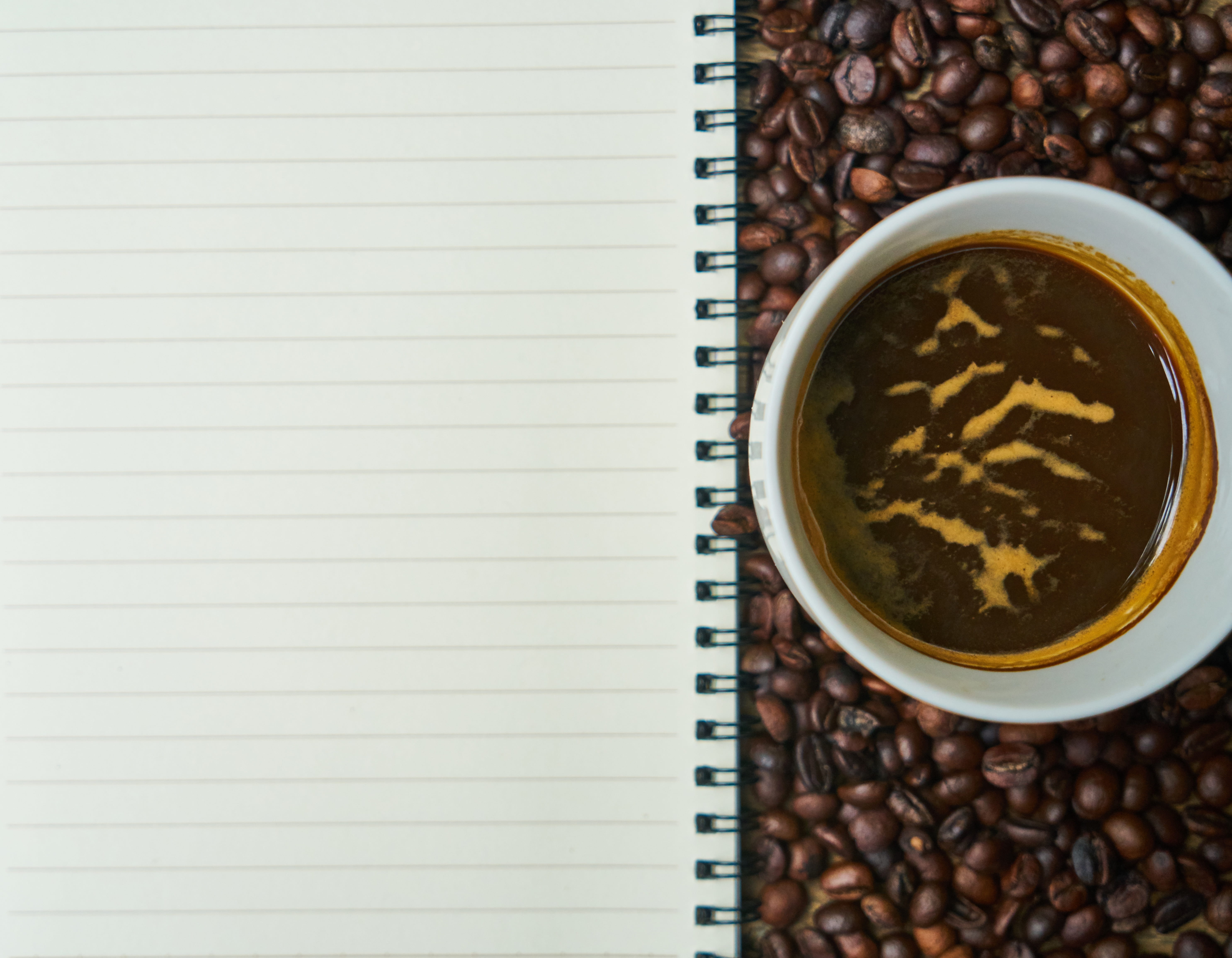 food photo, mug, blank, no people, souvenir, photo, color, beautiful, brown, note book, delicious, espresso, healthy, journalist, close-up, notebook, 5K, HD Wallpaper
