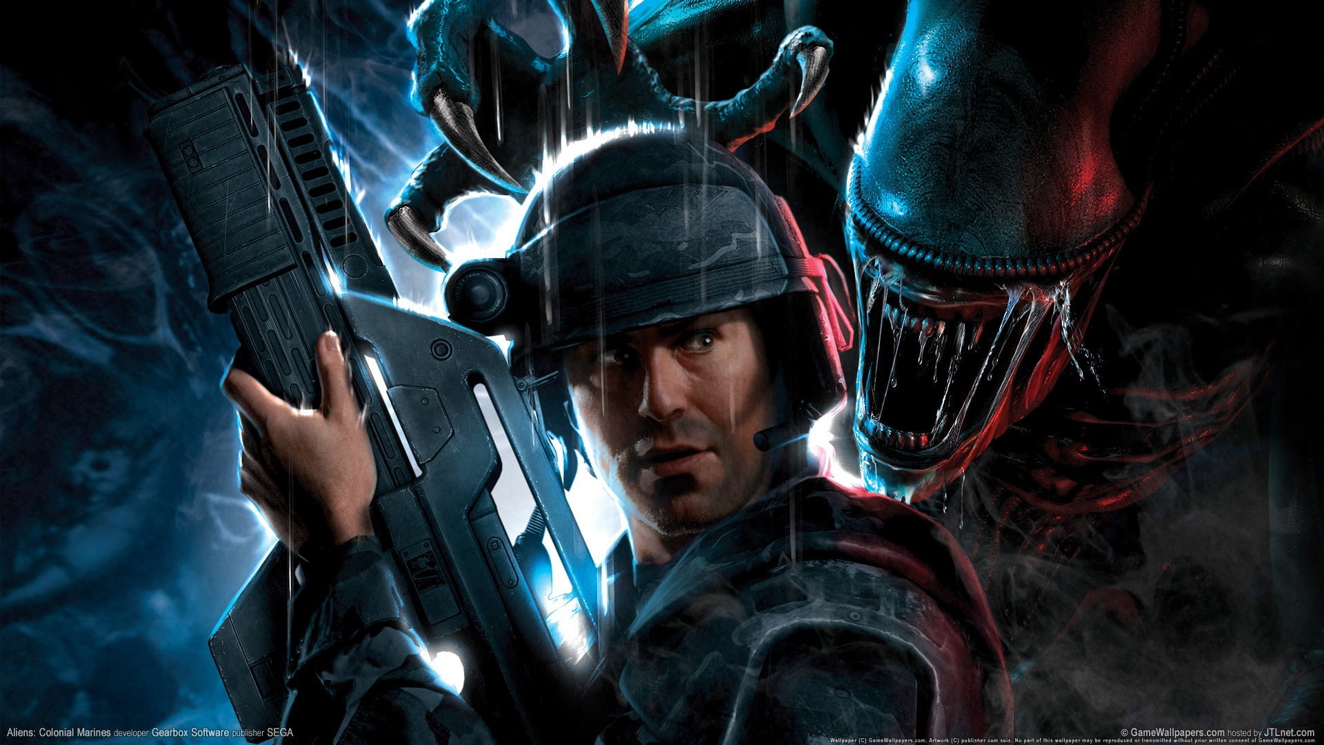 men, males, adult, indoors, protection, headshot, aggression, clothing, portrait, Aliens: Colonial Marines, 1080P, young men, security, one person, weapon, HD Wallpaper