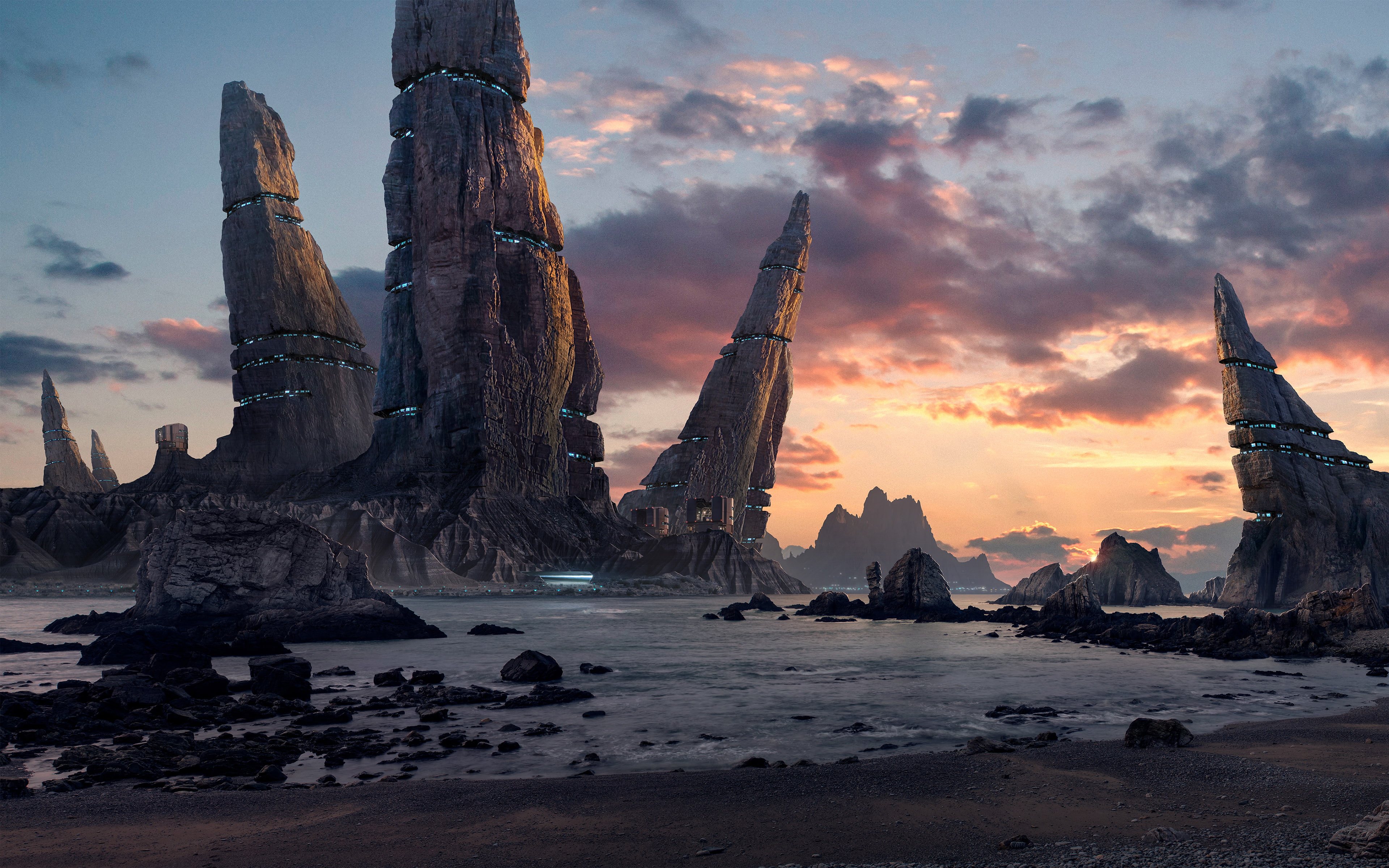 Colony, Rocks, 4K, Future, 4K, Structures, HD Wallpaper