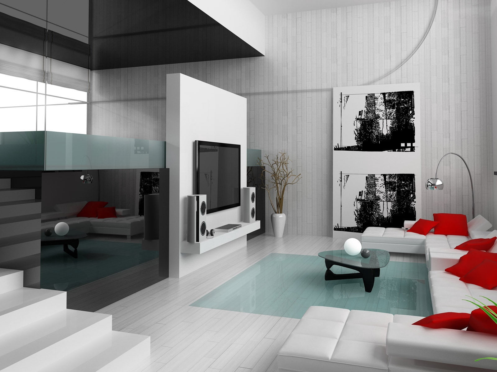 sofa, black, interior, screen, style, glass - material, seat, tv, chair, table, fireplace, built structure, decor, house, living Room, wall - Building Feature, HD Wallpaper