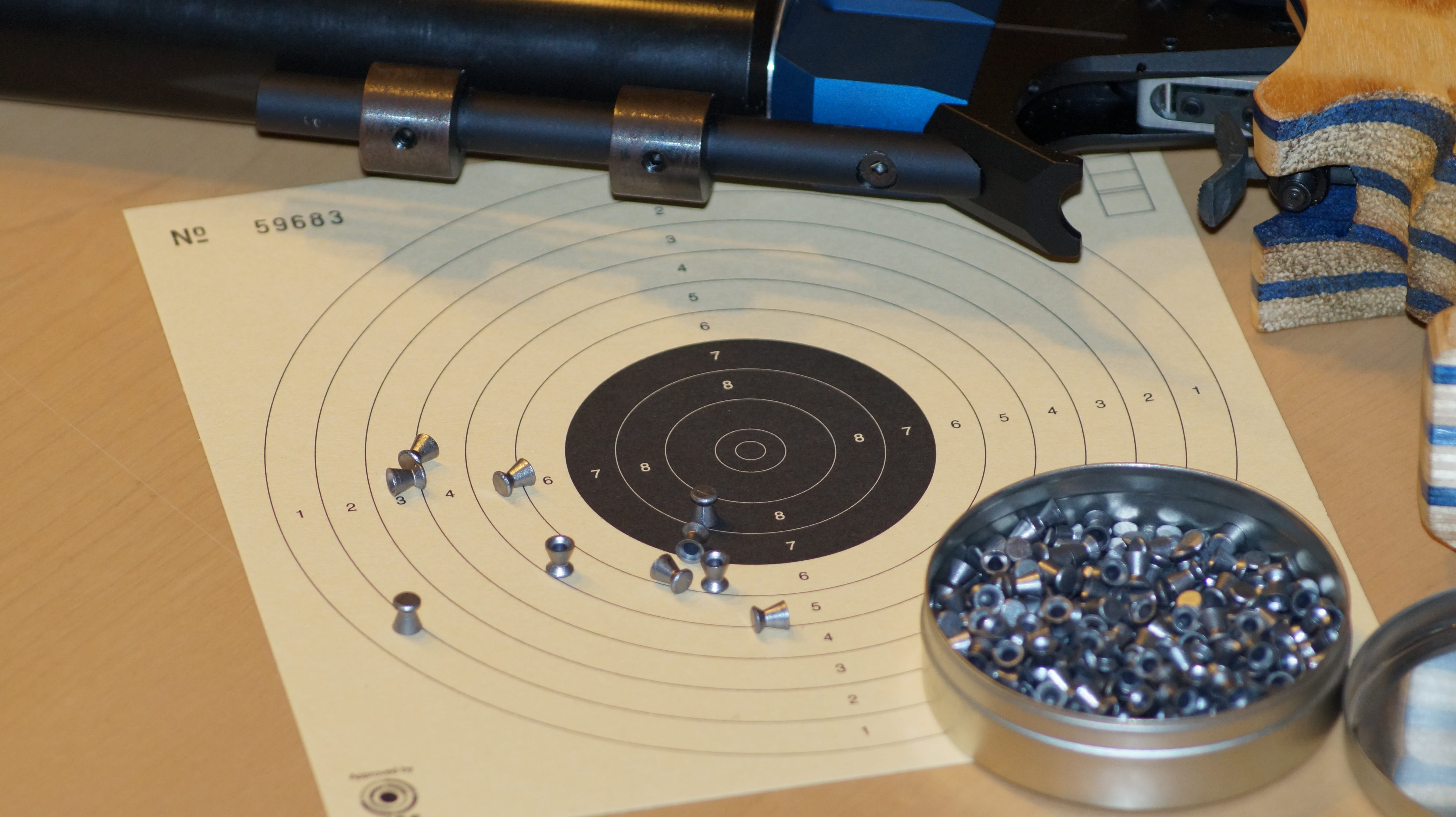 paper, gray, blue, indoors, geometric shape, sport, beside, technology, still life, equipment, circle, can, shape, aiming, 5K, economy, air pistol, close-up, HD Wallpaper