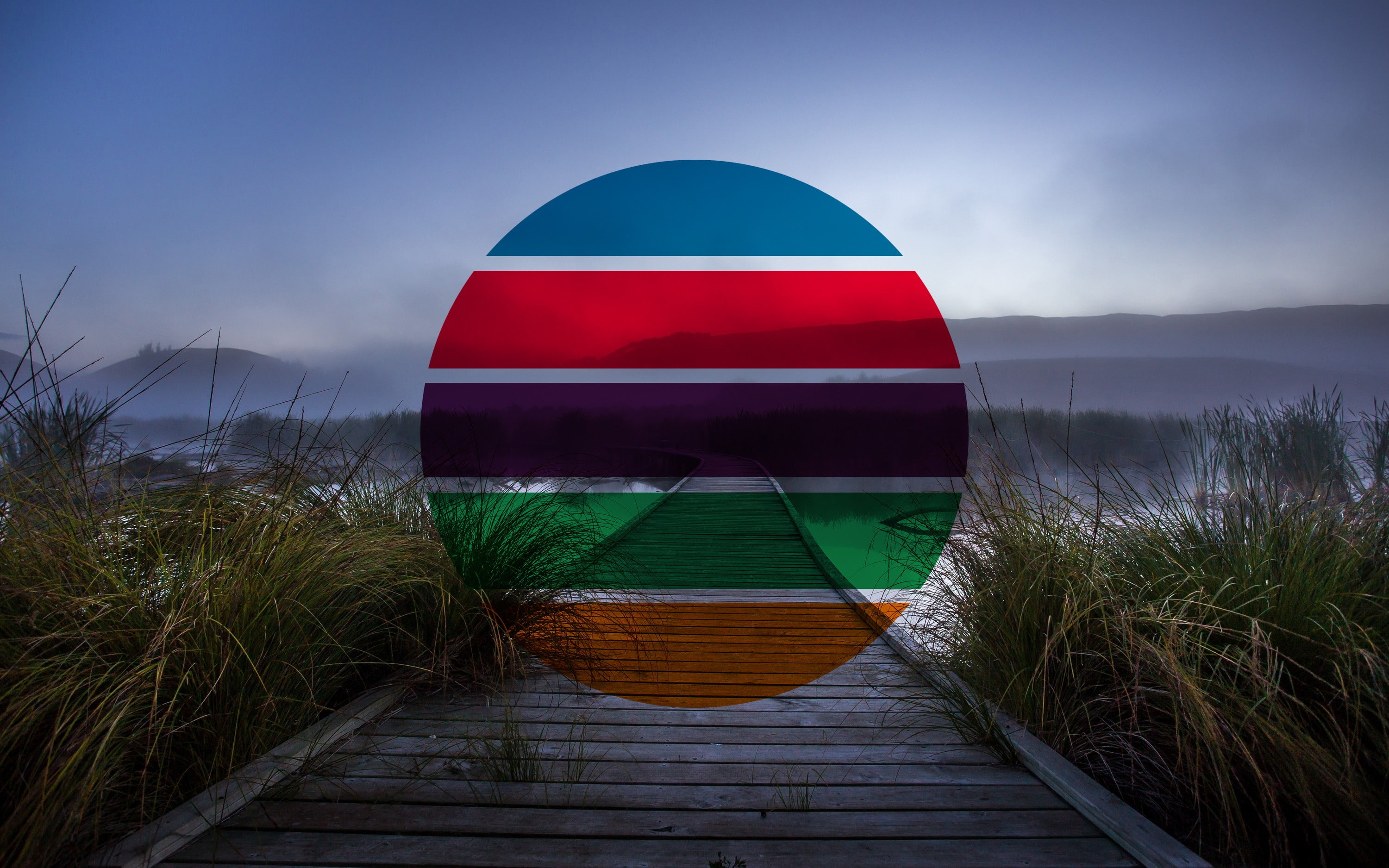 path, polyscape, 2K, nature, circle, colorful, HD Wallpaper