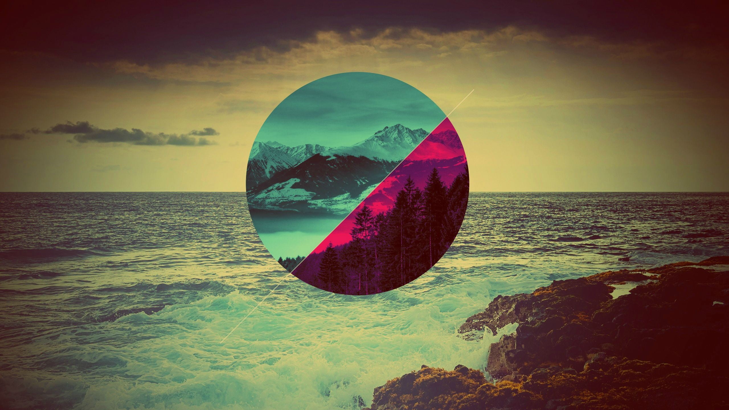 idyllic, tranquility, scenics - nature, 2K, no people, beauty in nature, polyscape, water, sunset, horizon, circle, sea, body, solid, land, HD Wallpaper