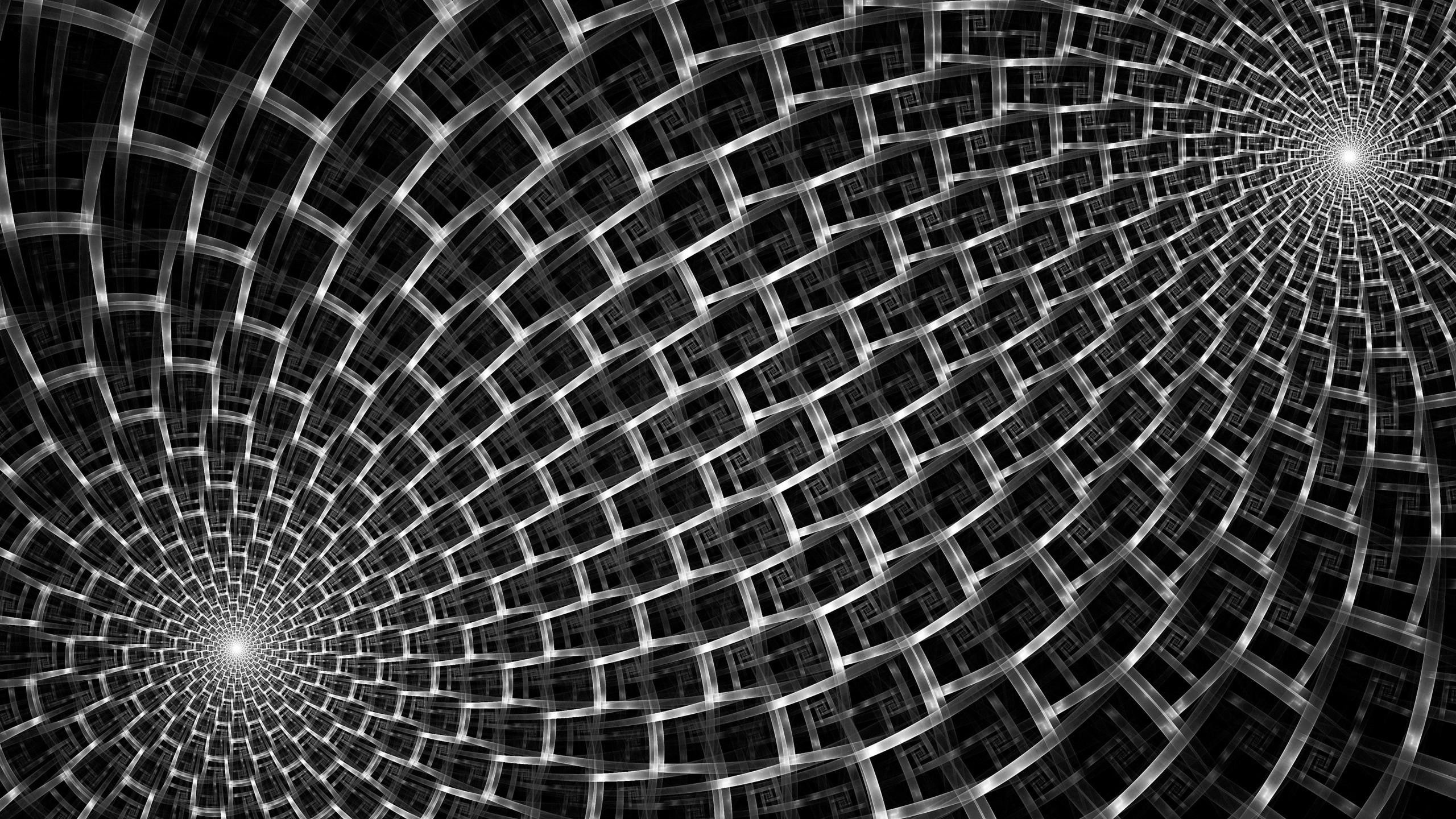 symmetry, 2K, mirrored, monochrome, texture, abstract, CGI, digital art, geometry, square, circle, HD Wallpaper