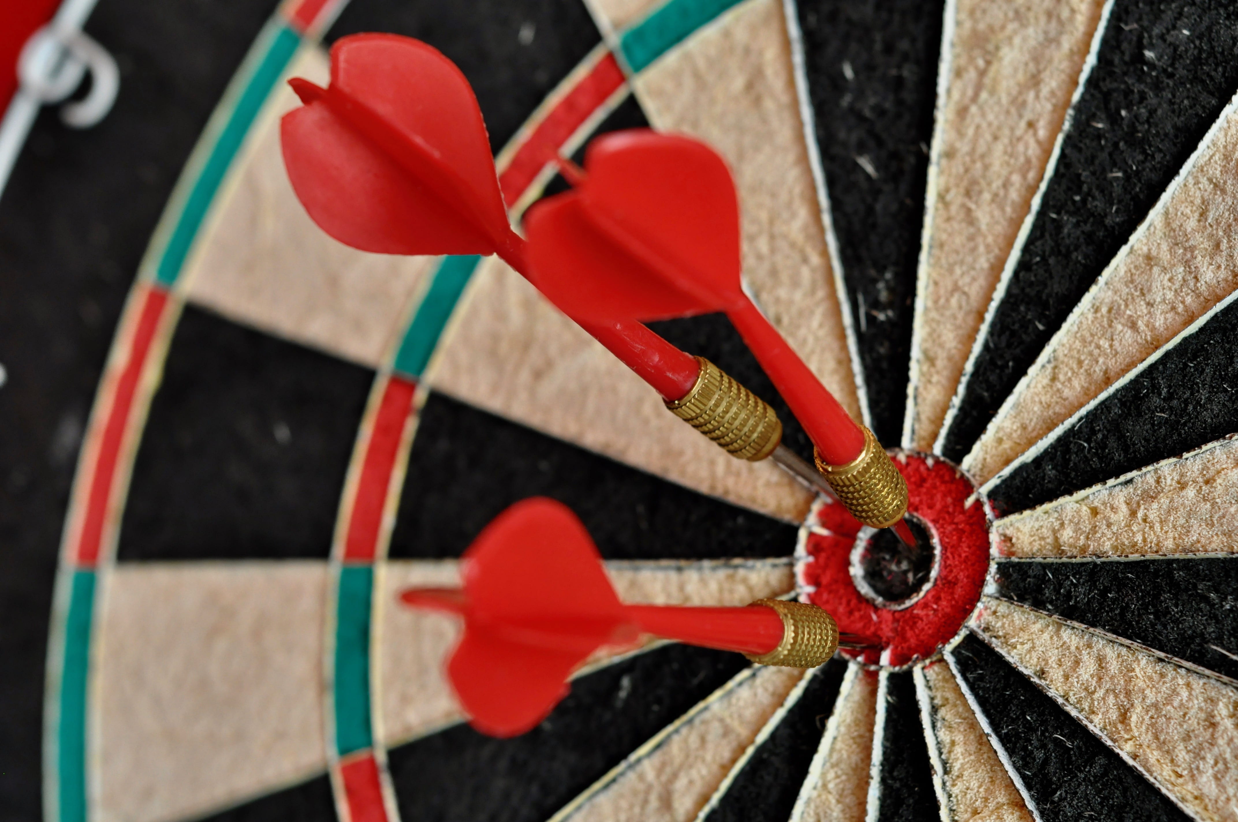 archery, pattern, target, focus on foreground, no people, accuracy, shape, dart, eyes, arrow - bow and arrow, 4K, red, close-up, bullseye, circle, target shooting, HD Wallpaper