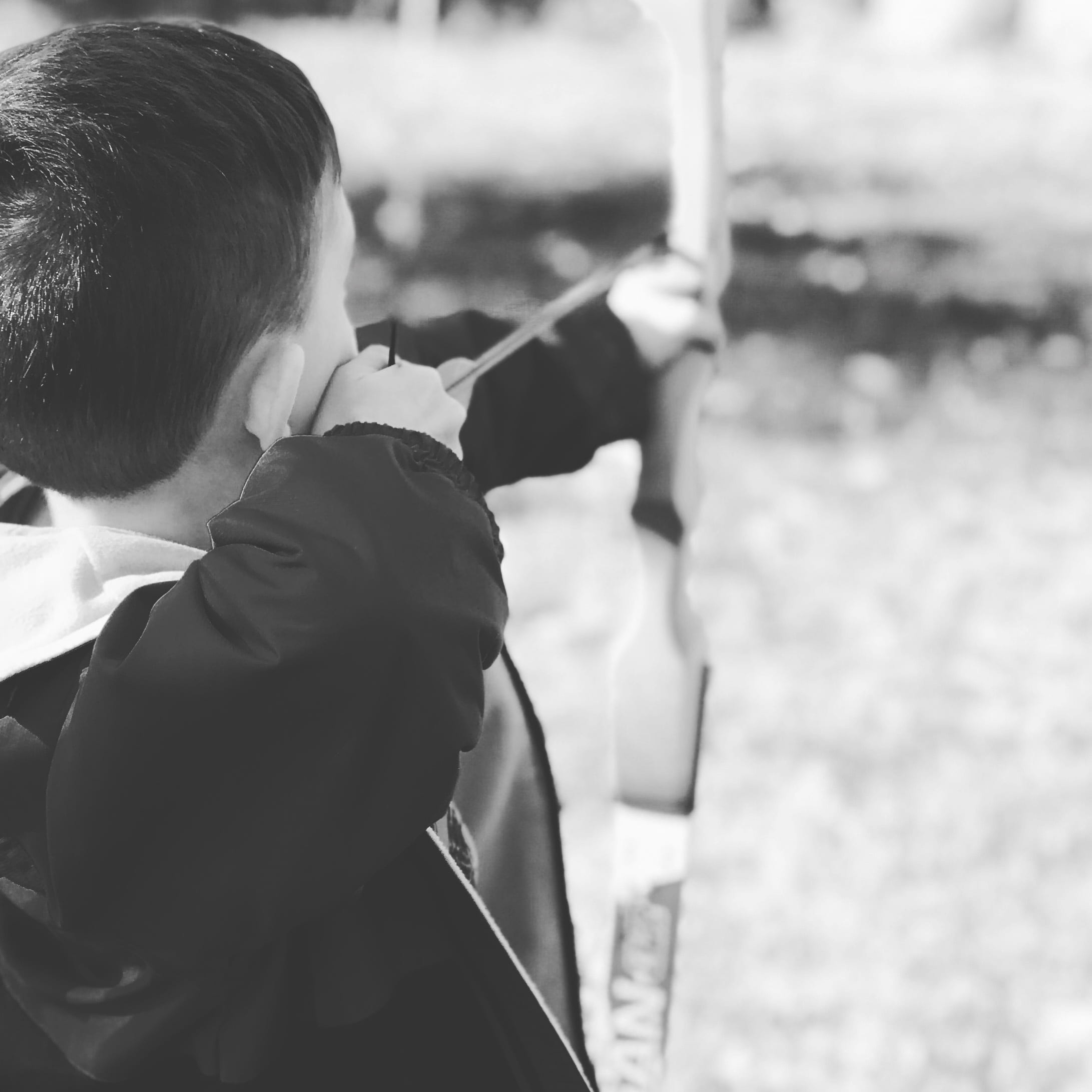 boy, children, arrow, holding, target, kids, day, shooting, image, leisure activity, concentration, men, outdoors, real people, standing, young, two people, Phone HD Wallpaper