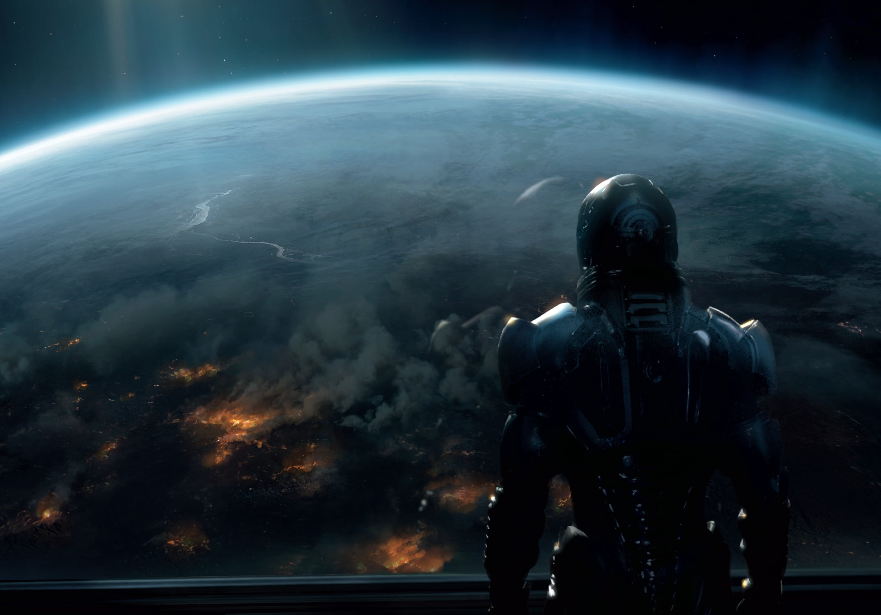 astronomy, video Game, fiction, pilot, star - Space, Mass Effect 3, planet earth, space exploration, Shepard. future, technology, astronaut, uFO, work helmet, HD Wallpaper