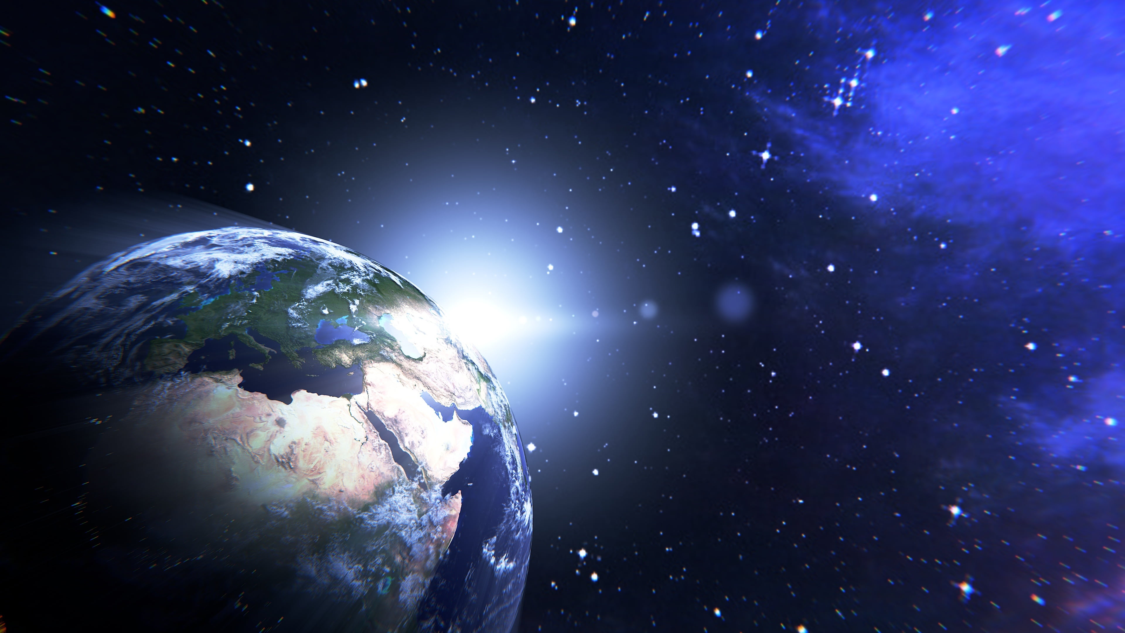  grand, 4K, satellite view, continent, nature, planet - space, outdoors, illuminated, stars, environment, scientist, ter, future, orbiting, ocean, HD Wallpaper