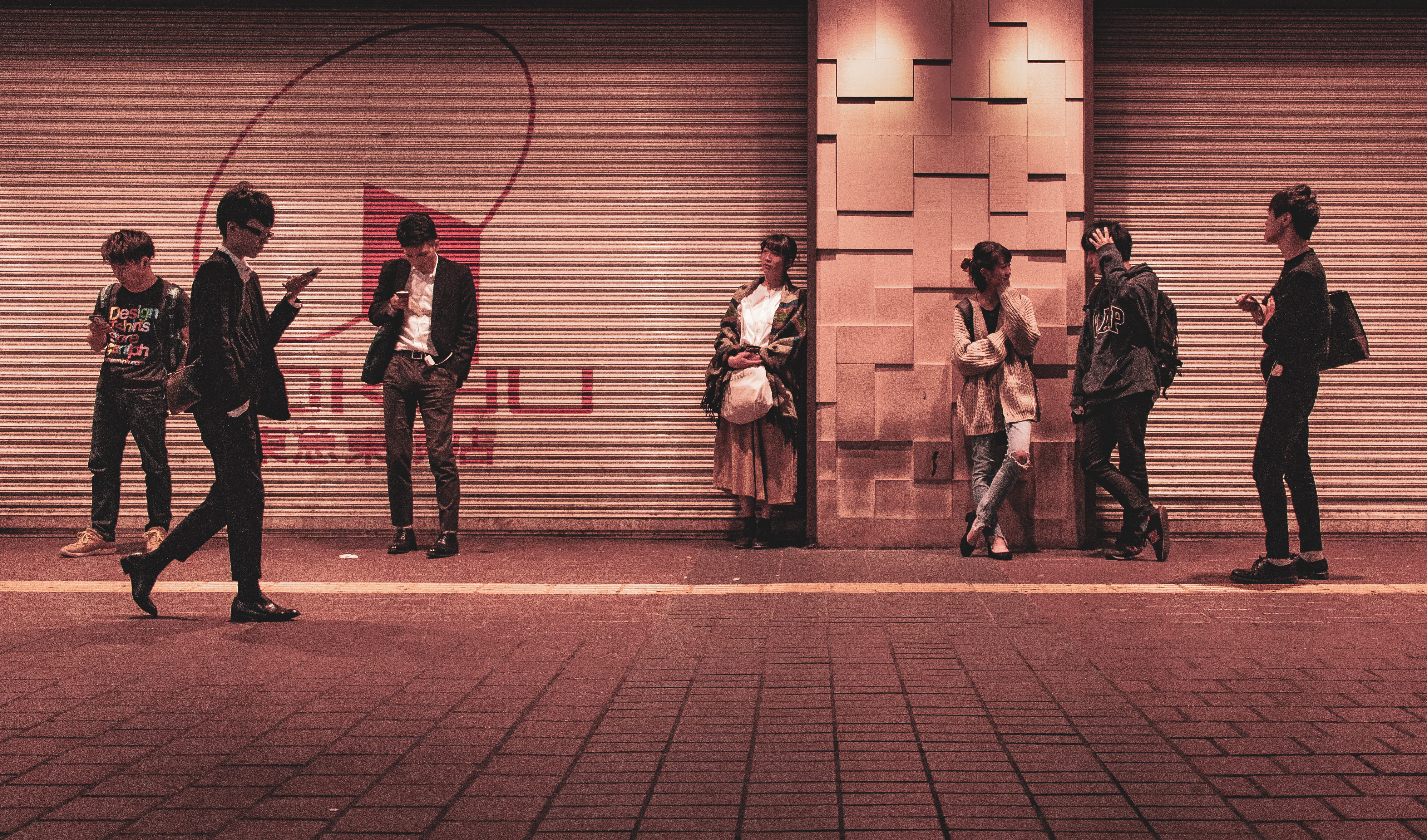 government, architecture, men, tokyo, security, nightlife, phones, asia, group of people, women, future, casual clothing, 4K, young women, mid adult, night, HD Wallpaper