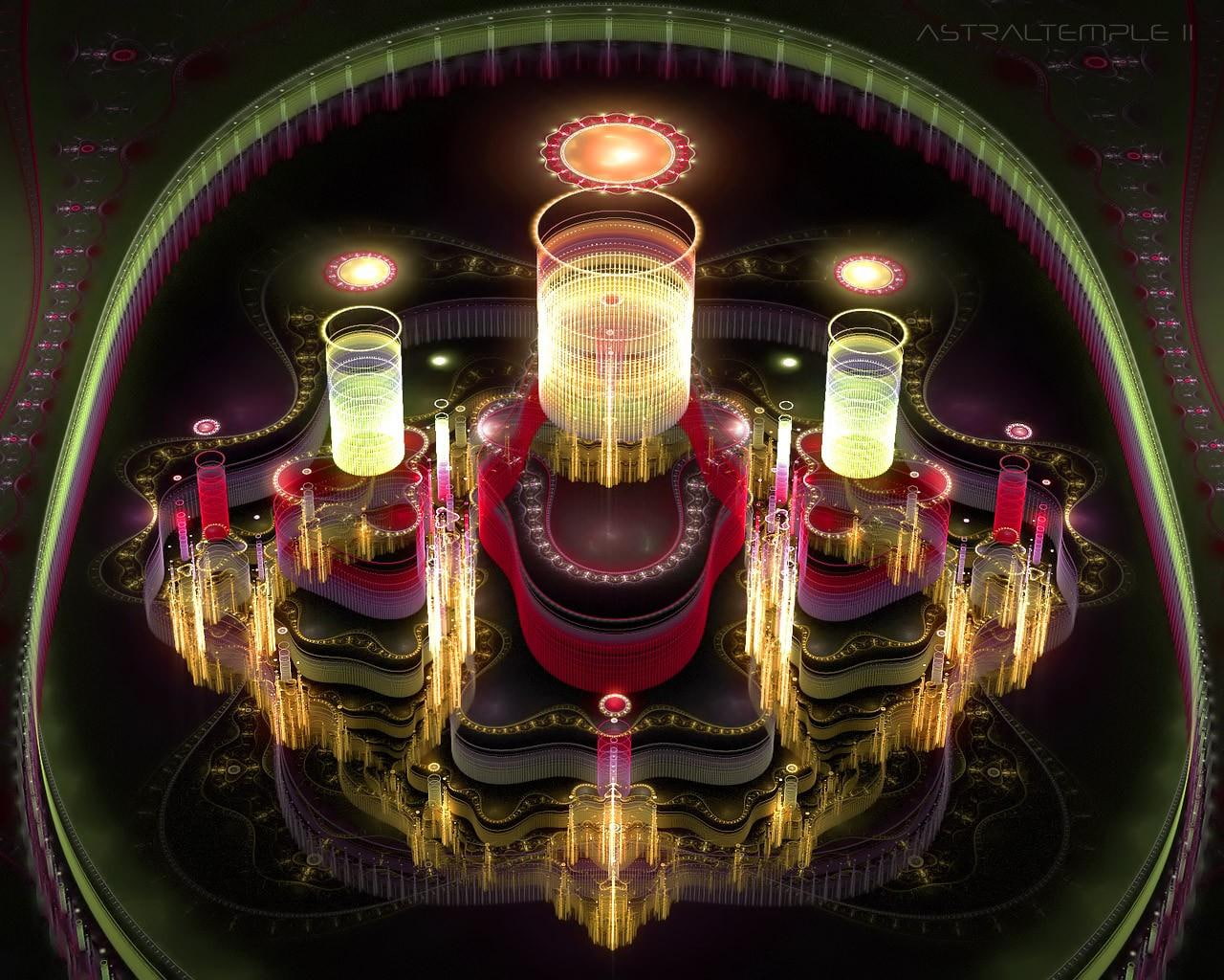 fractal, abstract, painting, 720P, red, imagination, pink, city, HD Wallpaper