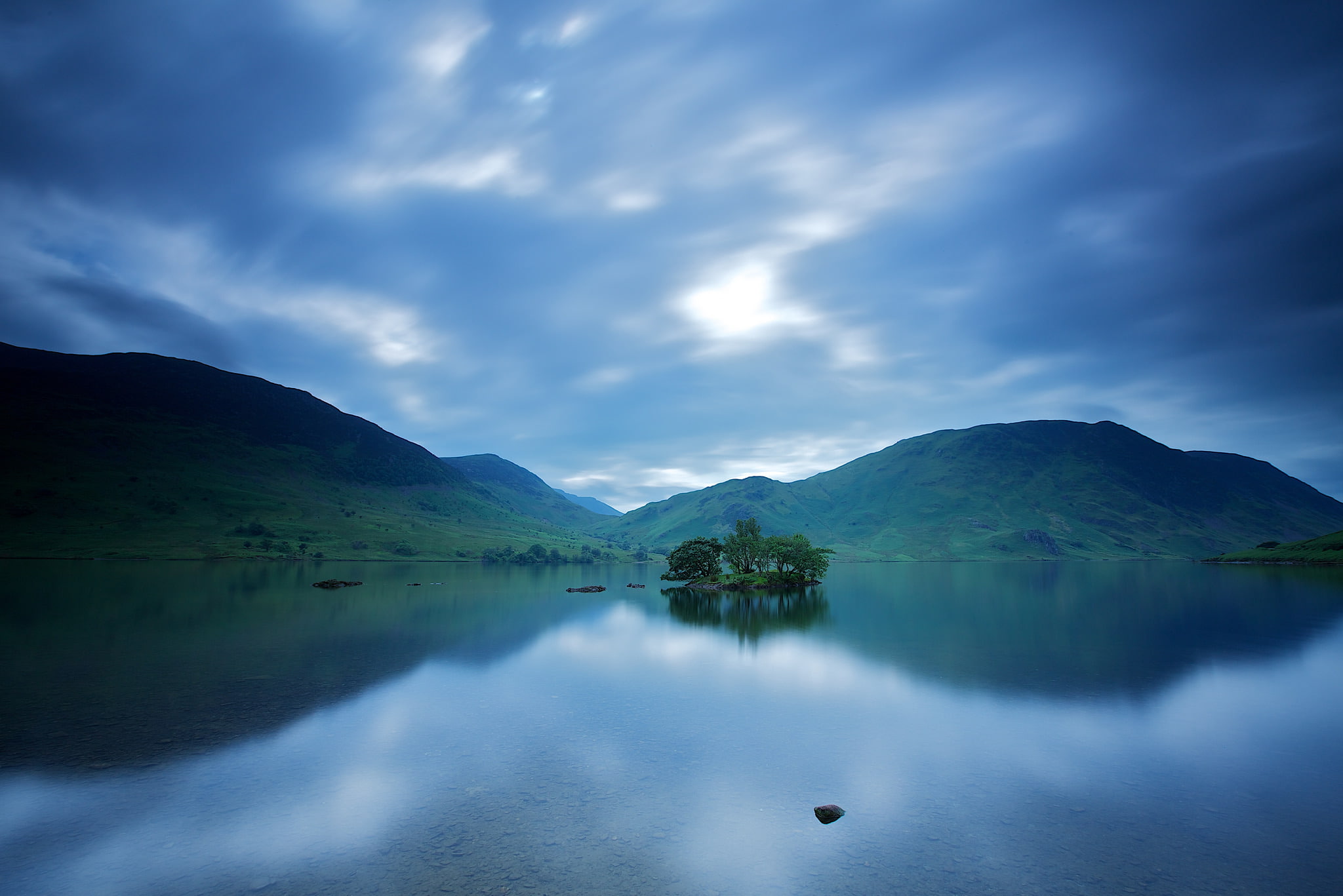 surface, hills, morning, UK, 1080P, England, reflection, clouds, lake, the sky, before the dawn, water, HD Wallpaper