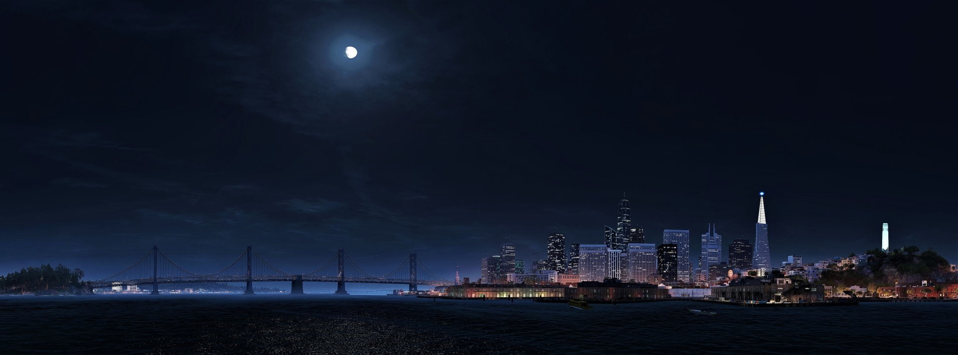 Night, Moon, Watch Dogs 2, 1080P, Video Game, Golden Gate, San Francisco, HD Wallpaper