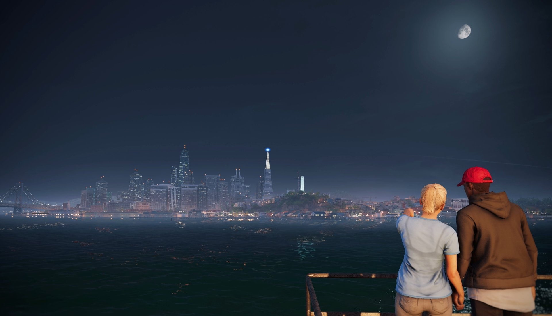 Moon, Night, San Francisco, Watch Dogs 2, Video Game, 1080P, Golden Gate, HD Wallpaper