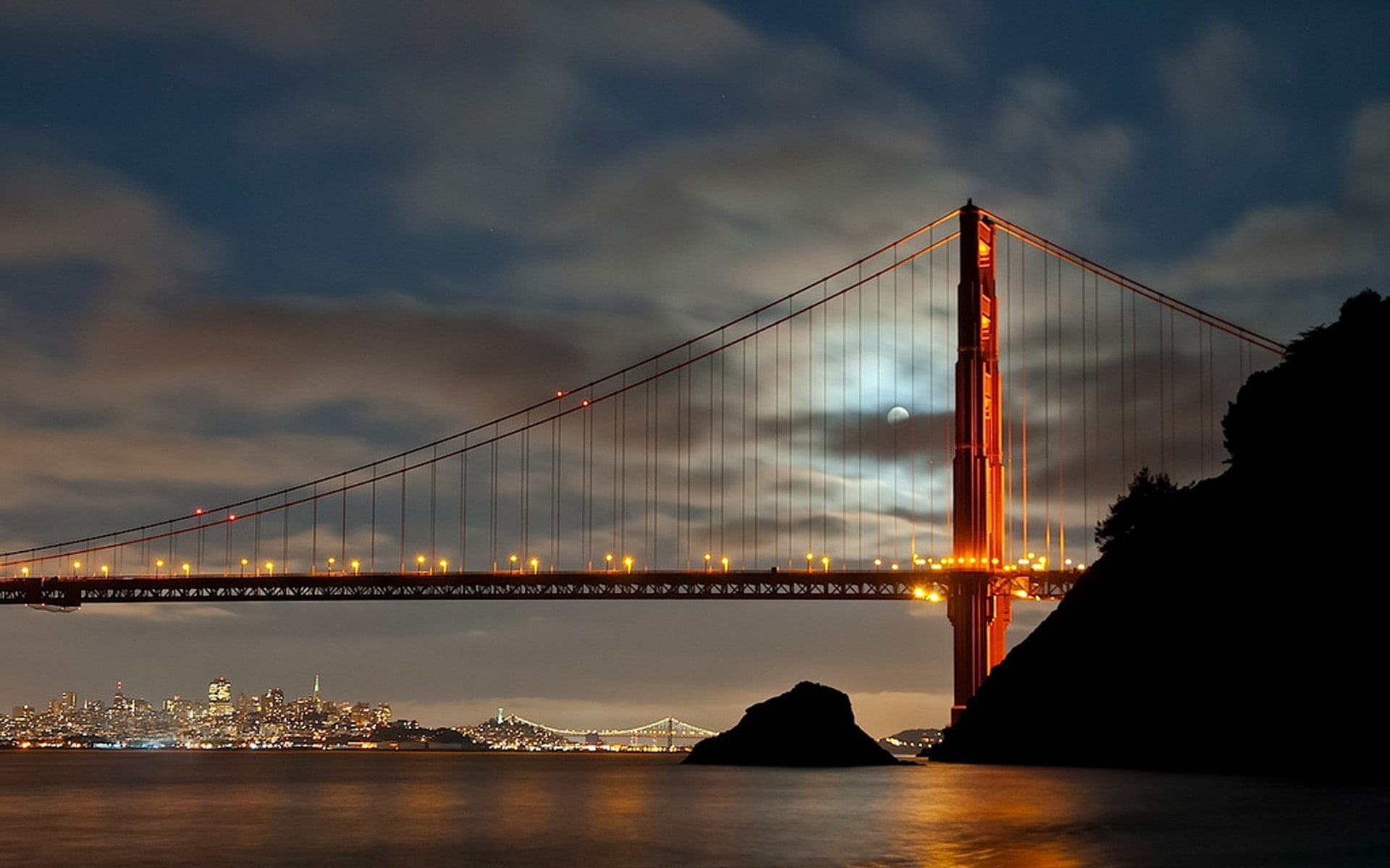 cloud - sky, engineering, travel, suspension bridge, built structure, tourism, bridge - man made structure, city, connection, water, bridge, architecture, HD Wallpaper