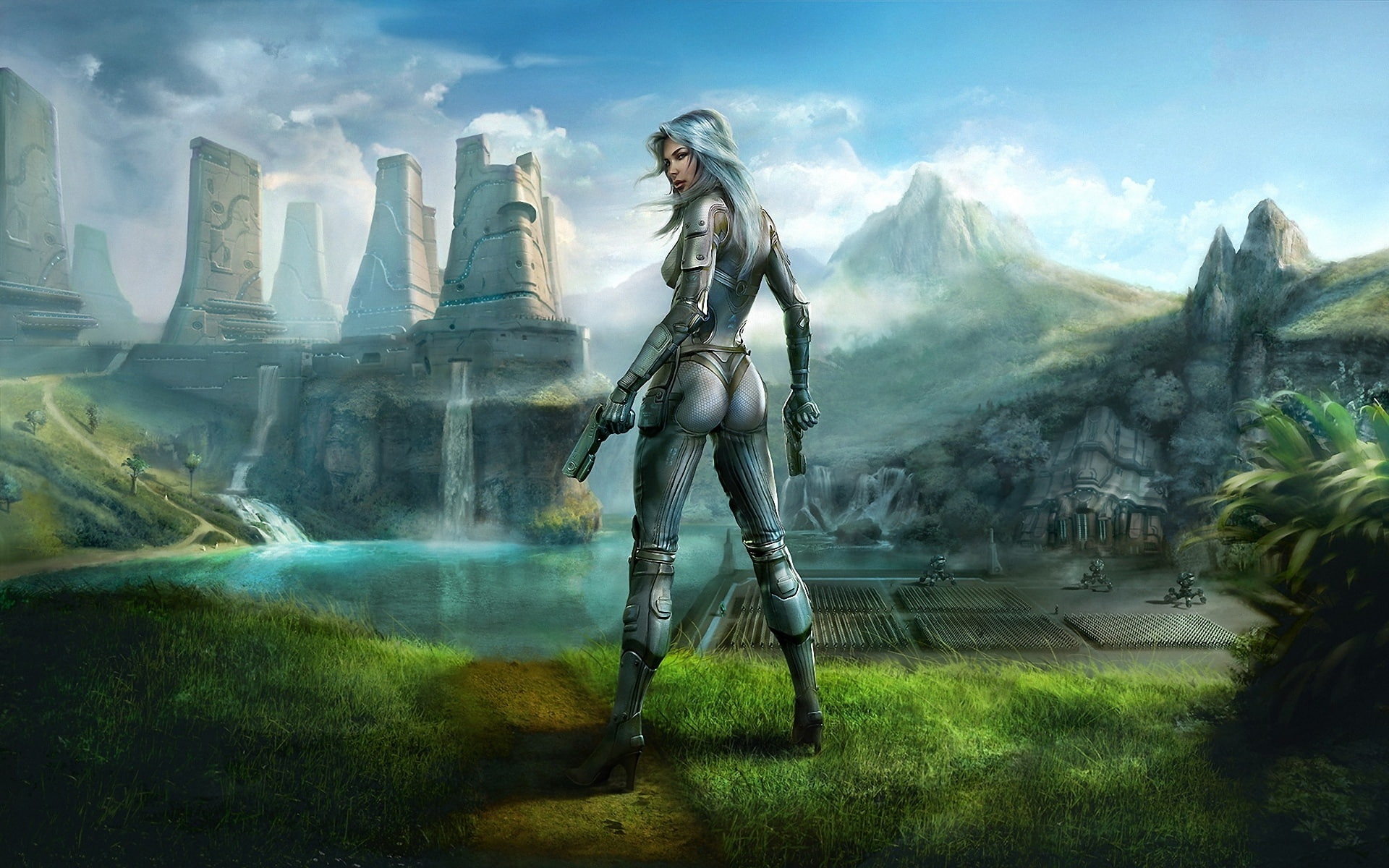 Earthrise, Girl, 1080P, cg, HD Wallpaper