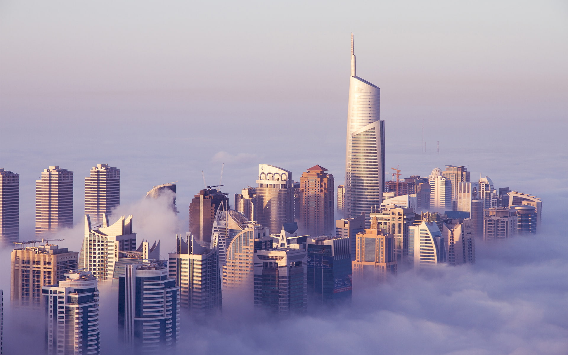 fog, 1080P, mist, hd, skyscrapers, buildings, cityscape, HD Wallpaper