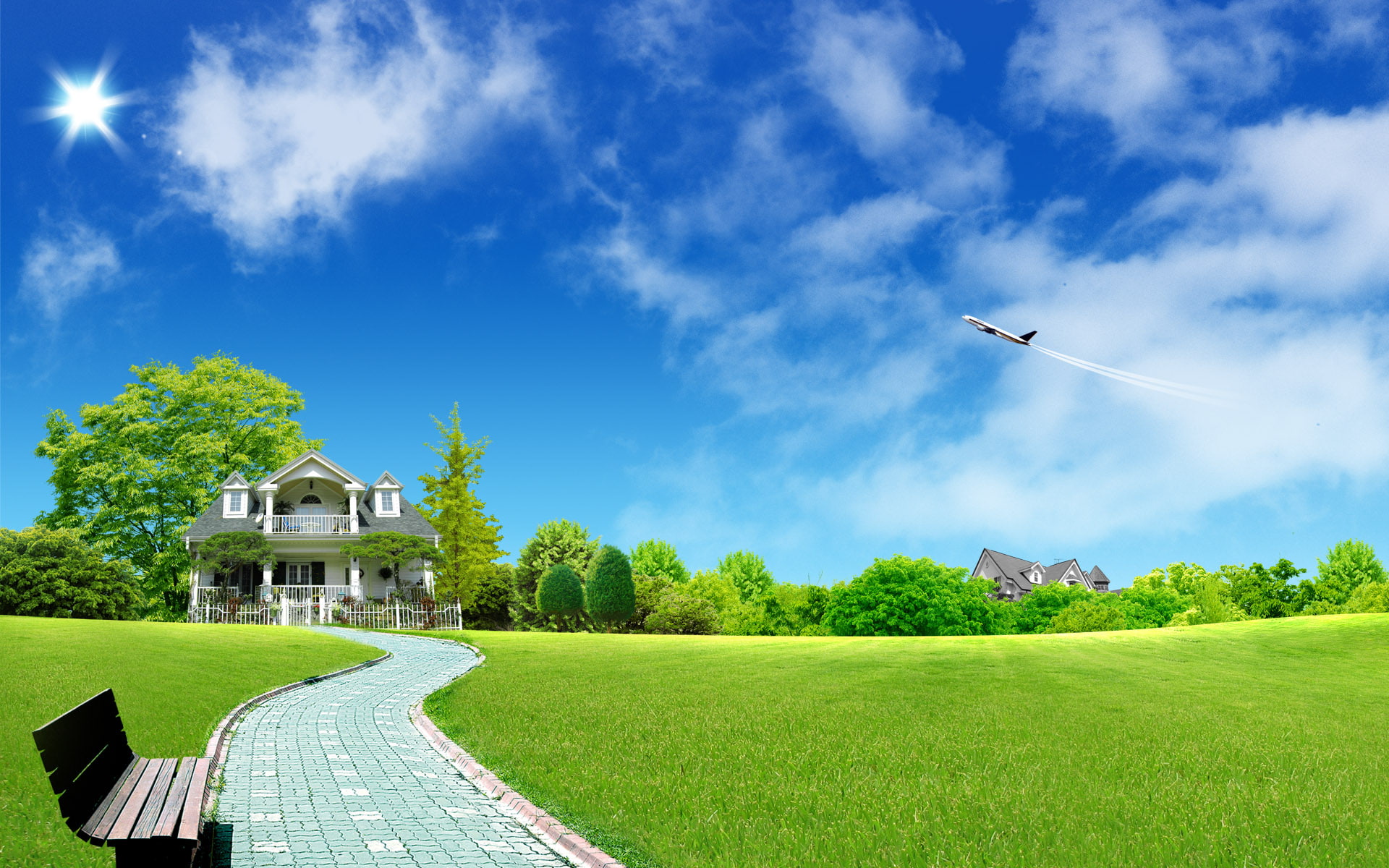 hd, home, dreamy, 1080P, green, fantasy, HD Wallpaper