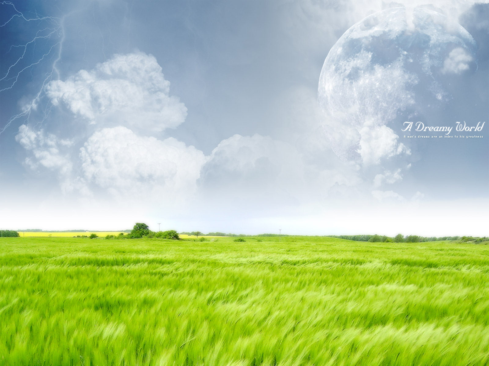 green, dreamy, hd, world, 720P, fantasy, farm, HD Wallpaper