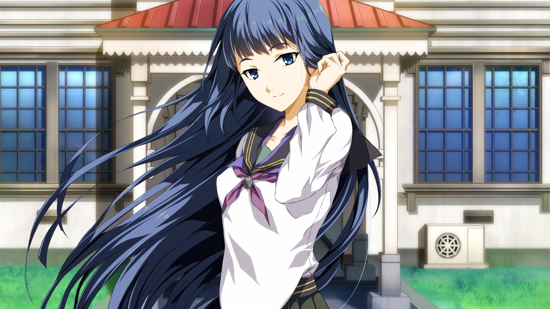 visual novel, Sera Mizuki, anime girls, 1080P, school uniform, Soushuu Senshinkan Gakuen Hachimyoujin, HD Wallpaper